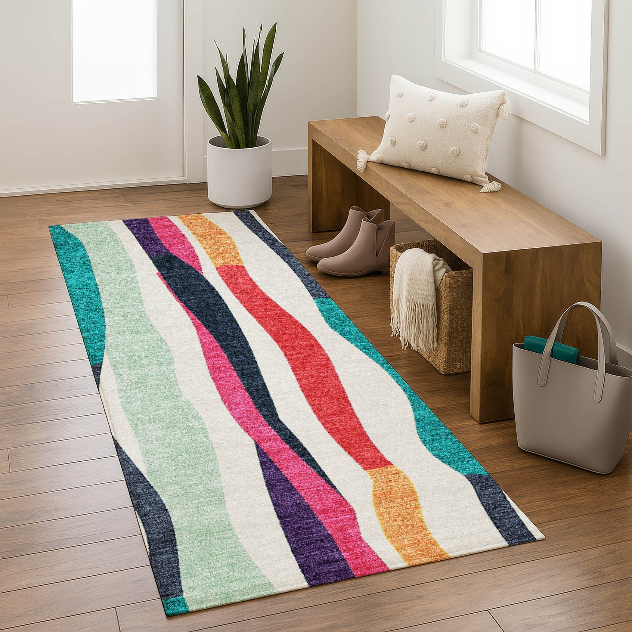 Zanzibar Machine Washable Transitional Ivory Rug 2'3" x 7'6" #shape_Runner