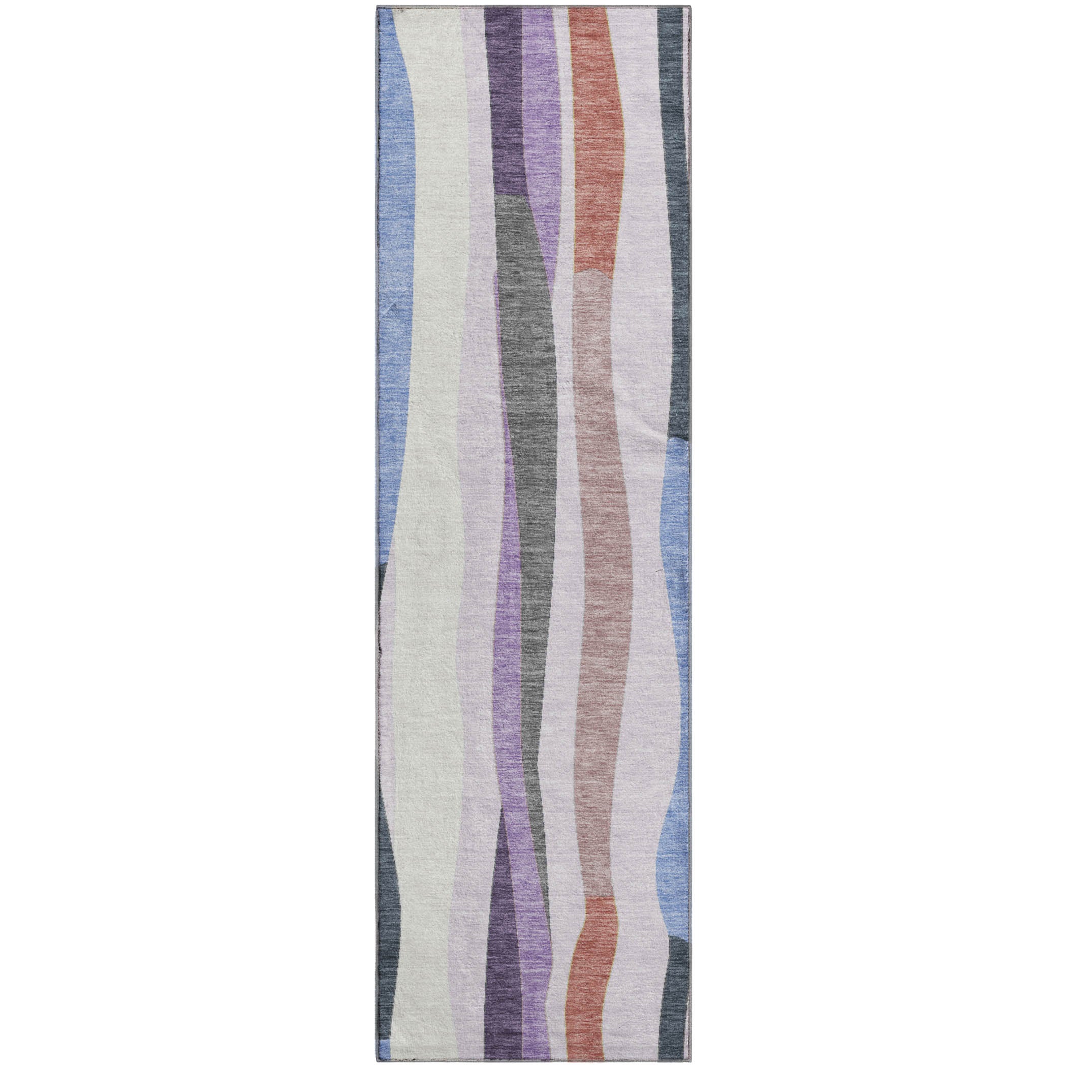 Zanzibar Machine Washable Transitional Lavender Purple Rug 2'3" x 7'6" #shape_Runner