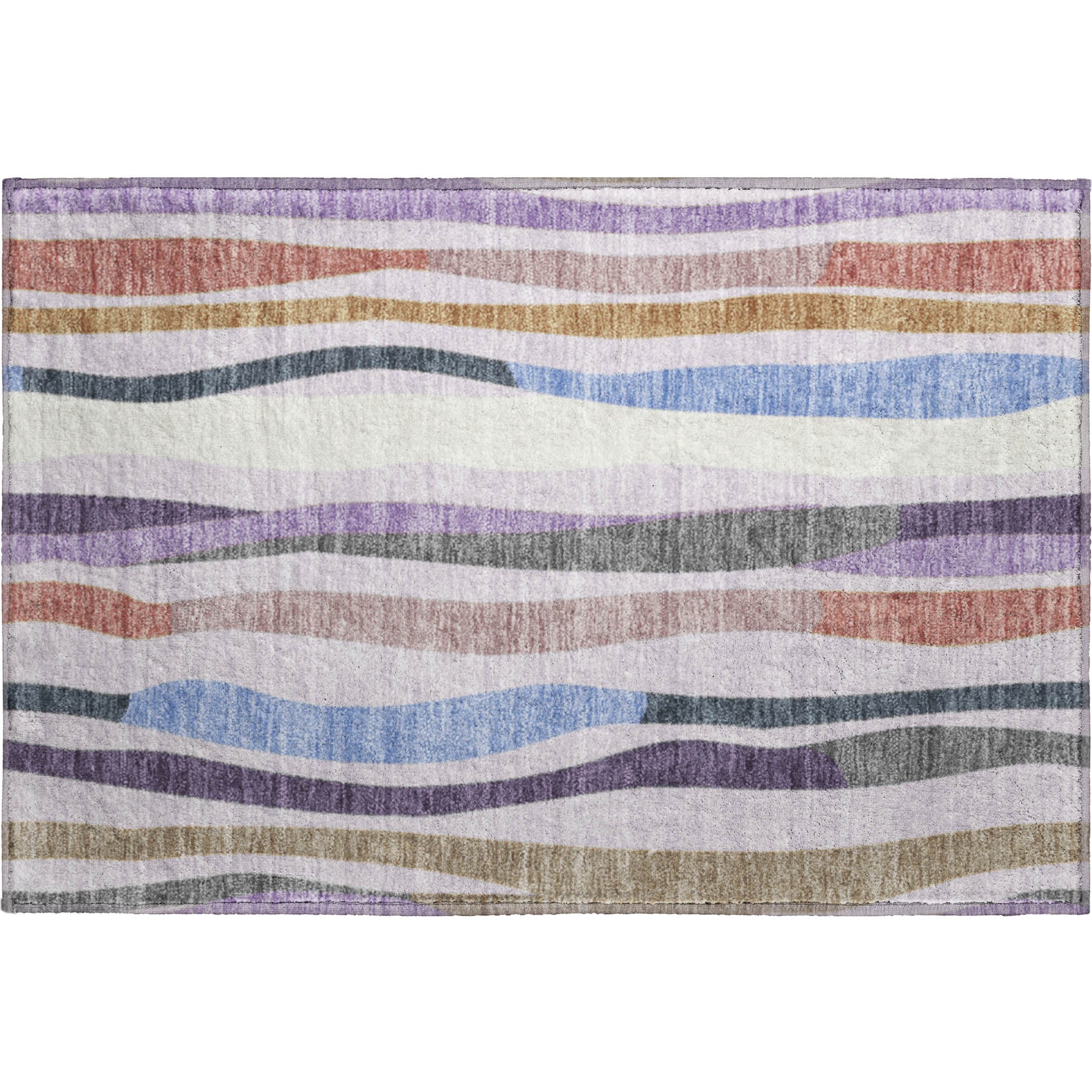 Zanzibar Machine Washable Transitional Lavender Purple Rug 1'8" x 2'6" #shape_Rectangle