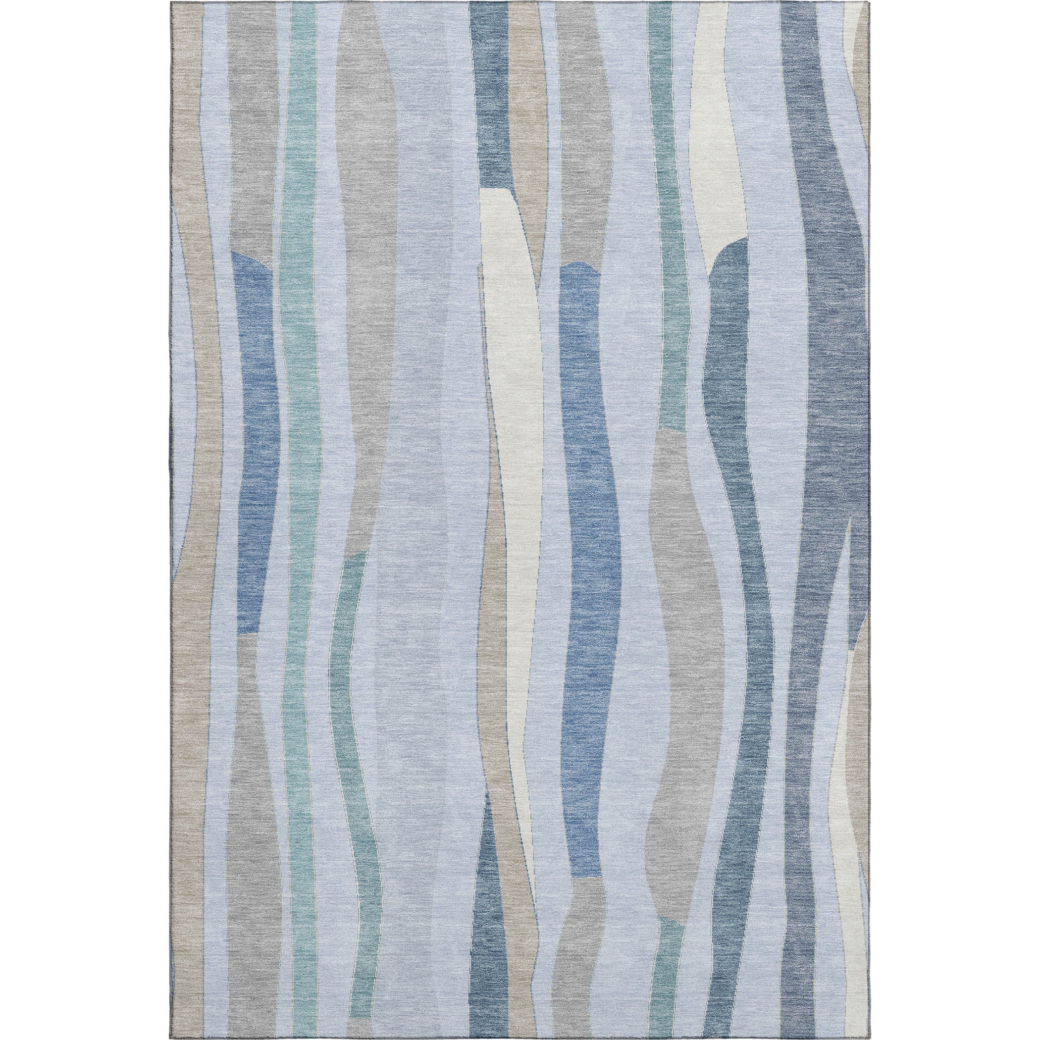 Zanzibar Machine Washable Transitional Sky Blue Rug 2'6" x 3'10" #shape_Rectangle