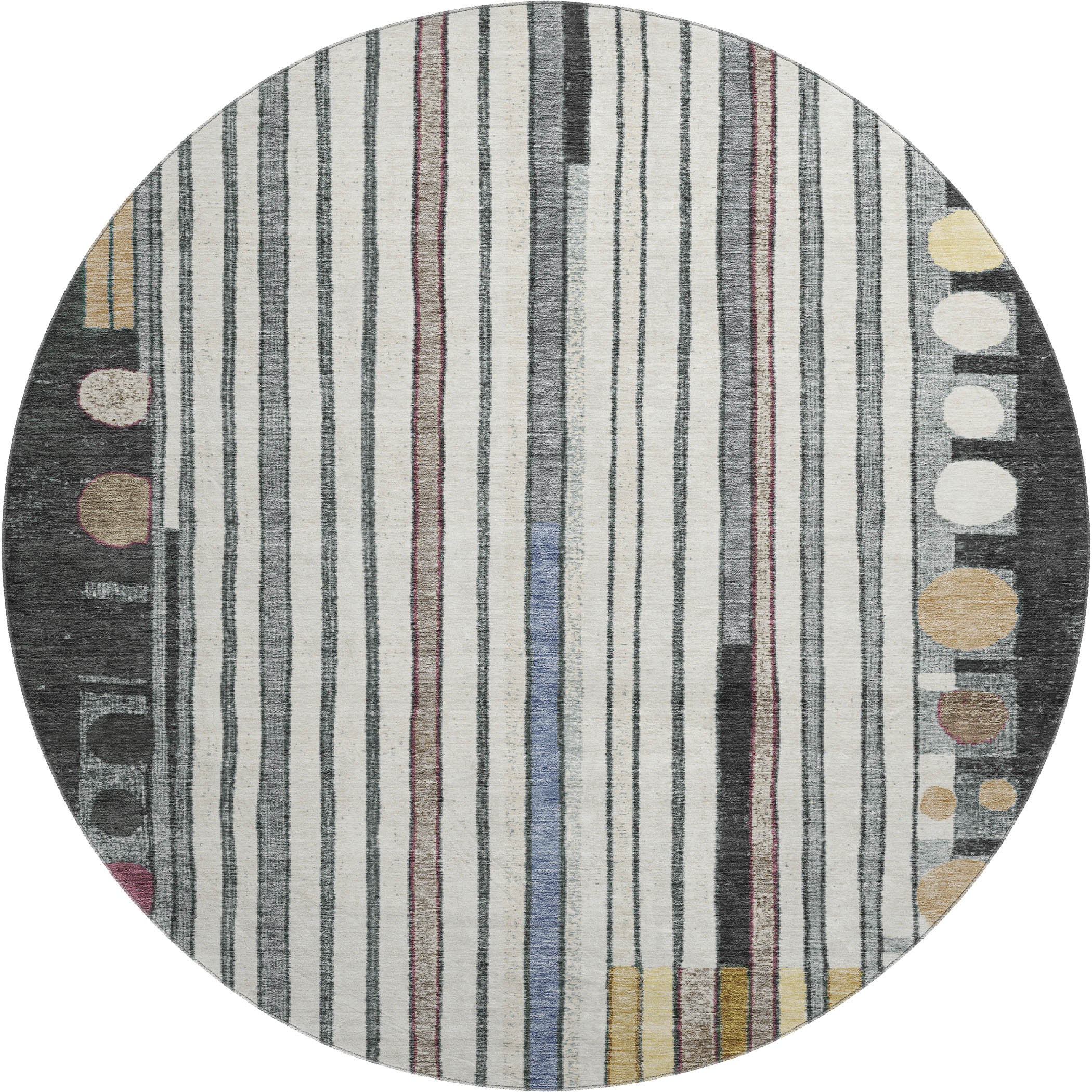Lima Machine Washable Transitional Black Rug 8' x 8' #shape_Round