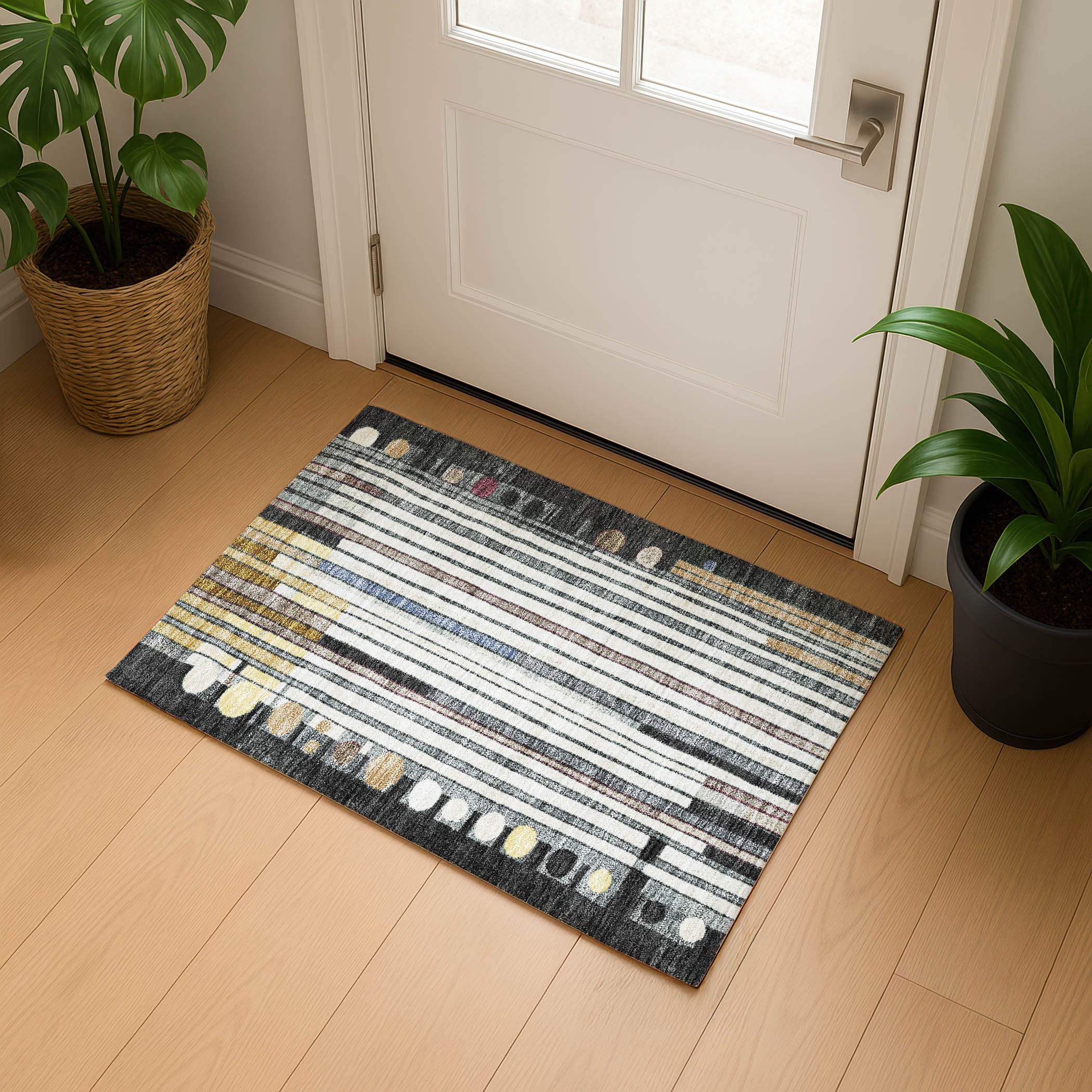 Lima Machine Washable Transitional Black Rug 1'8" x 2'6" #shape_Rectangle