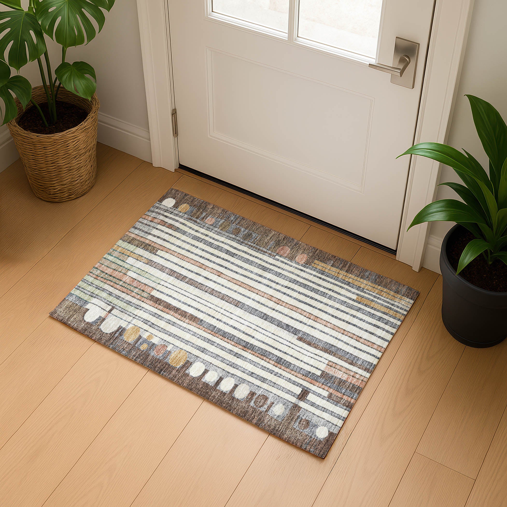 Lima Machine Washable Transitional Brown Rug 1'8" x 2'6" #shape_Rectangle