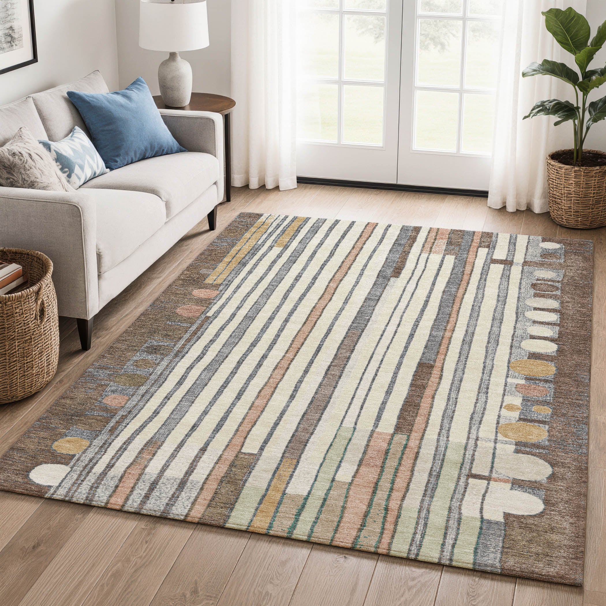 Lima Machine Washable Transitional Brown Rug 2'6" x 3'10" #shape_Rectangle