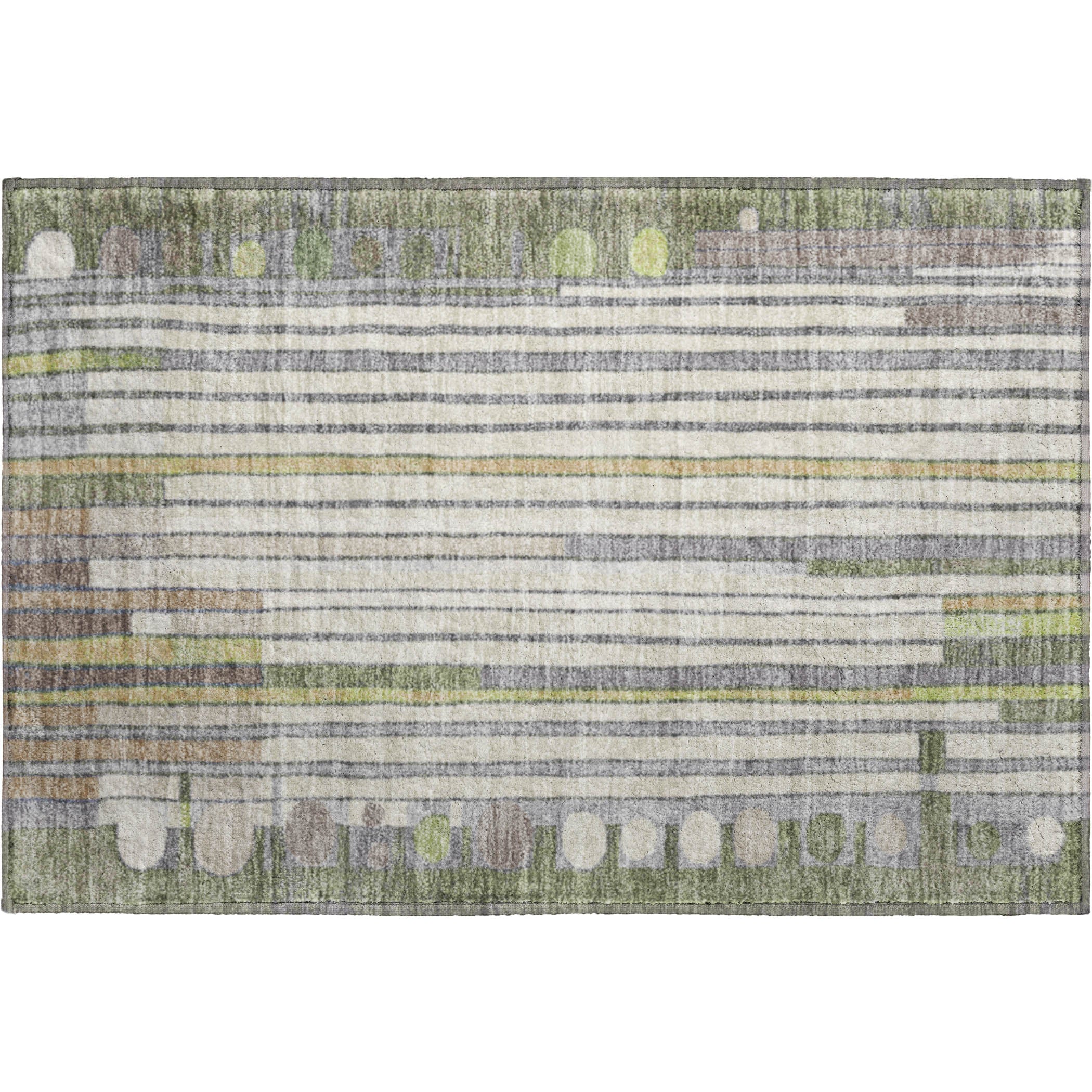 Lima Machine Washable Transitional Olive Green Rug 1'8" x 2'6" #shape_Rectangle