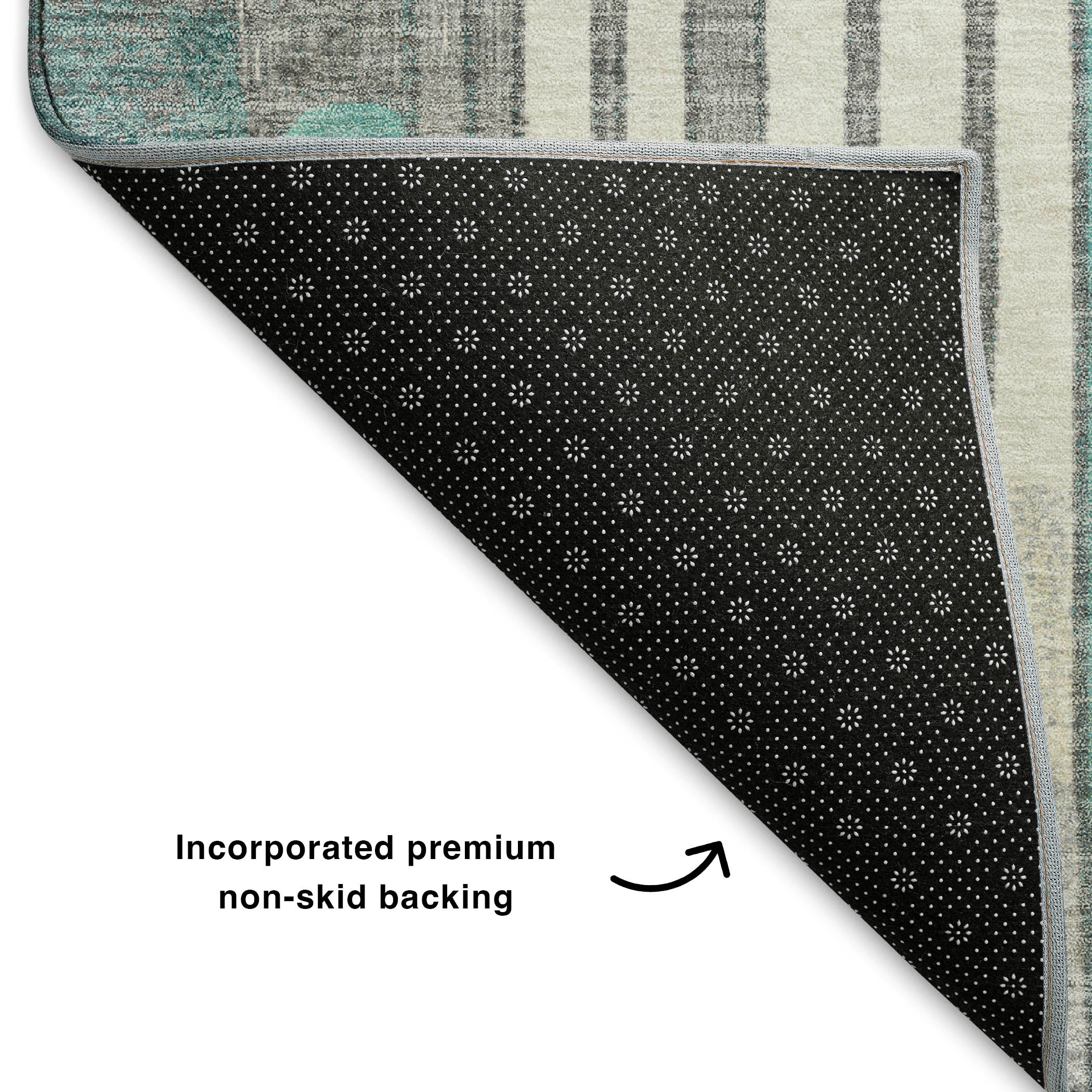 Lima Machine Washable Transitional Teal Rug 1'8" x 2'6" #shape_Rectangle