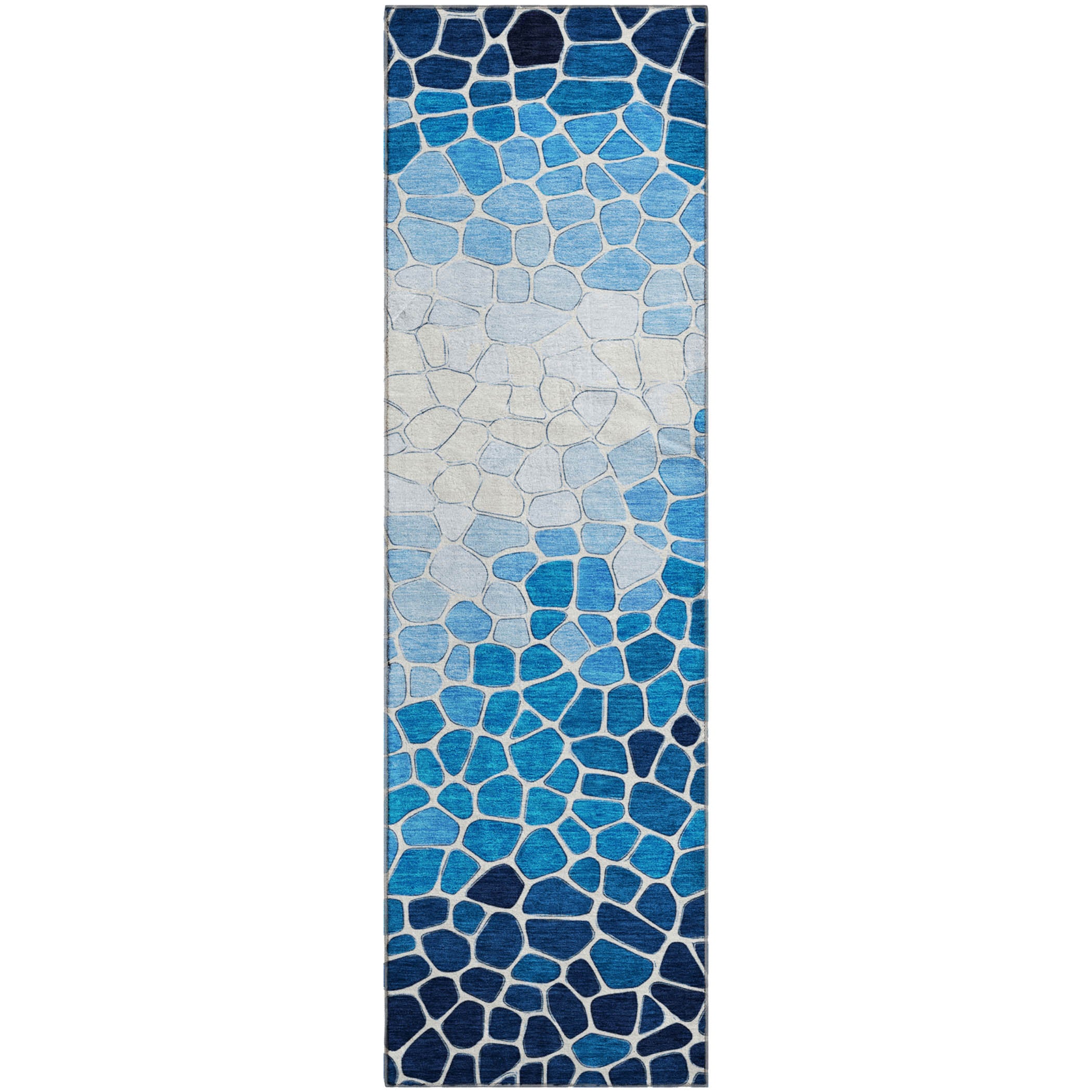 Ghent Machine Washable Transitional Blue Rug 2'3" x 7'6" #shape_Runner