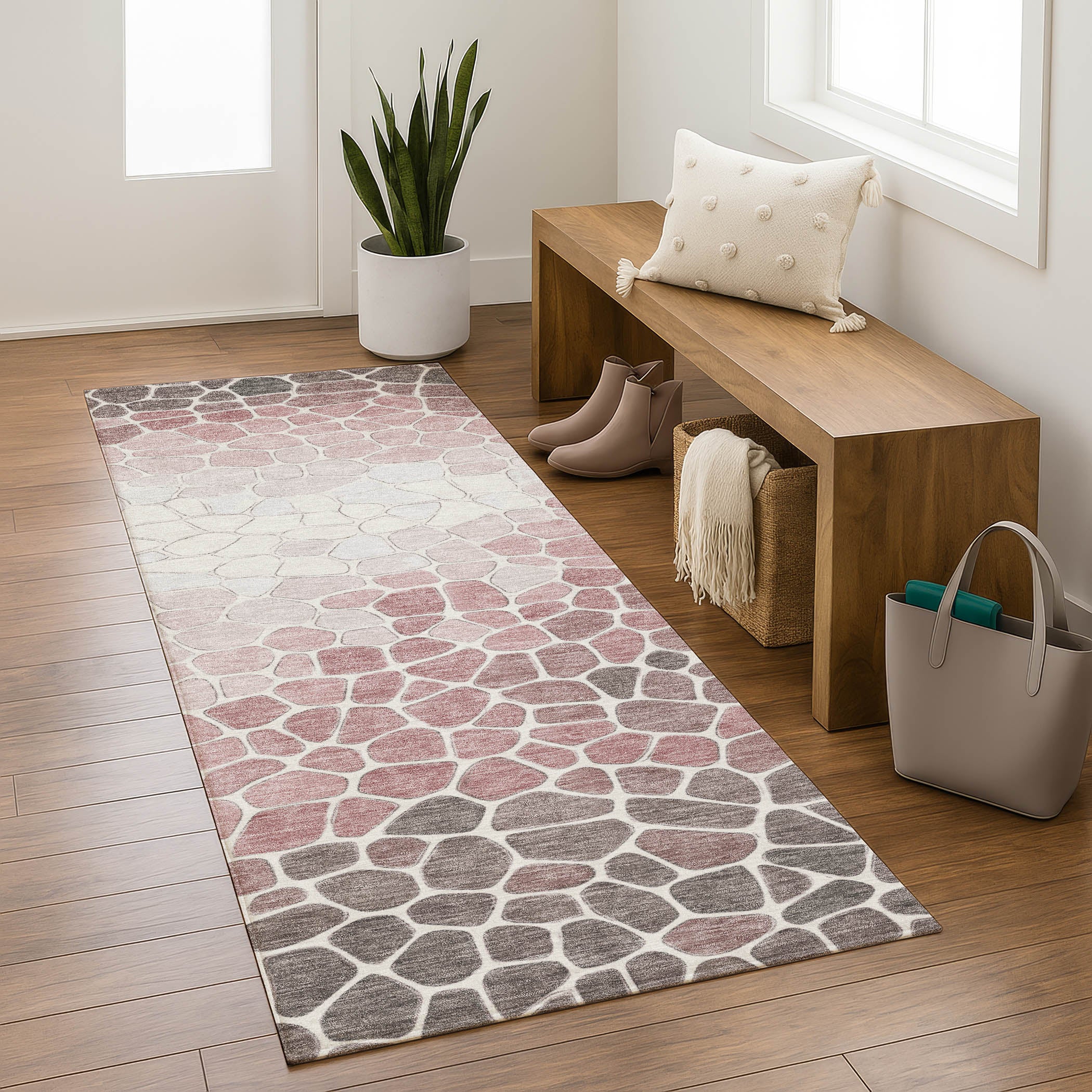 Ghent Machine Washable Transitional Blush Pink Rug 2'3" x 7'6" #shape_Runner