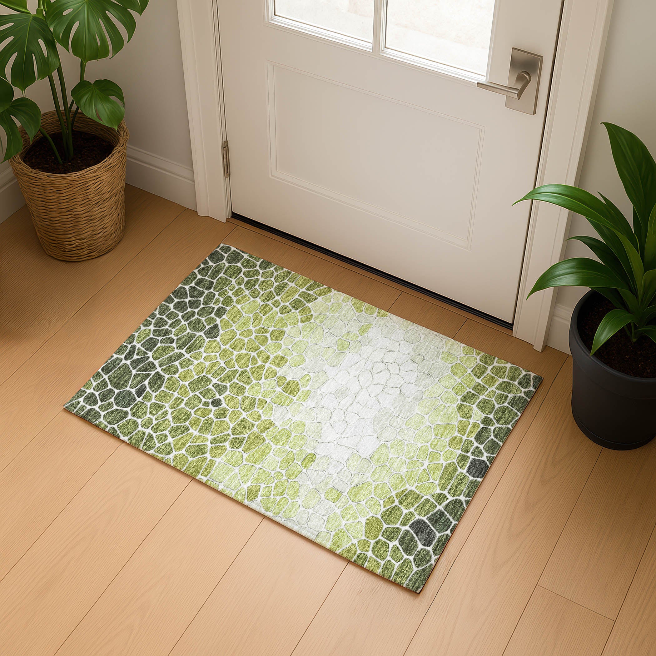 Ghent Machine Washable Transitional Green Rug 1'8" x 2'6" #shape_Rectangle