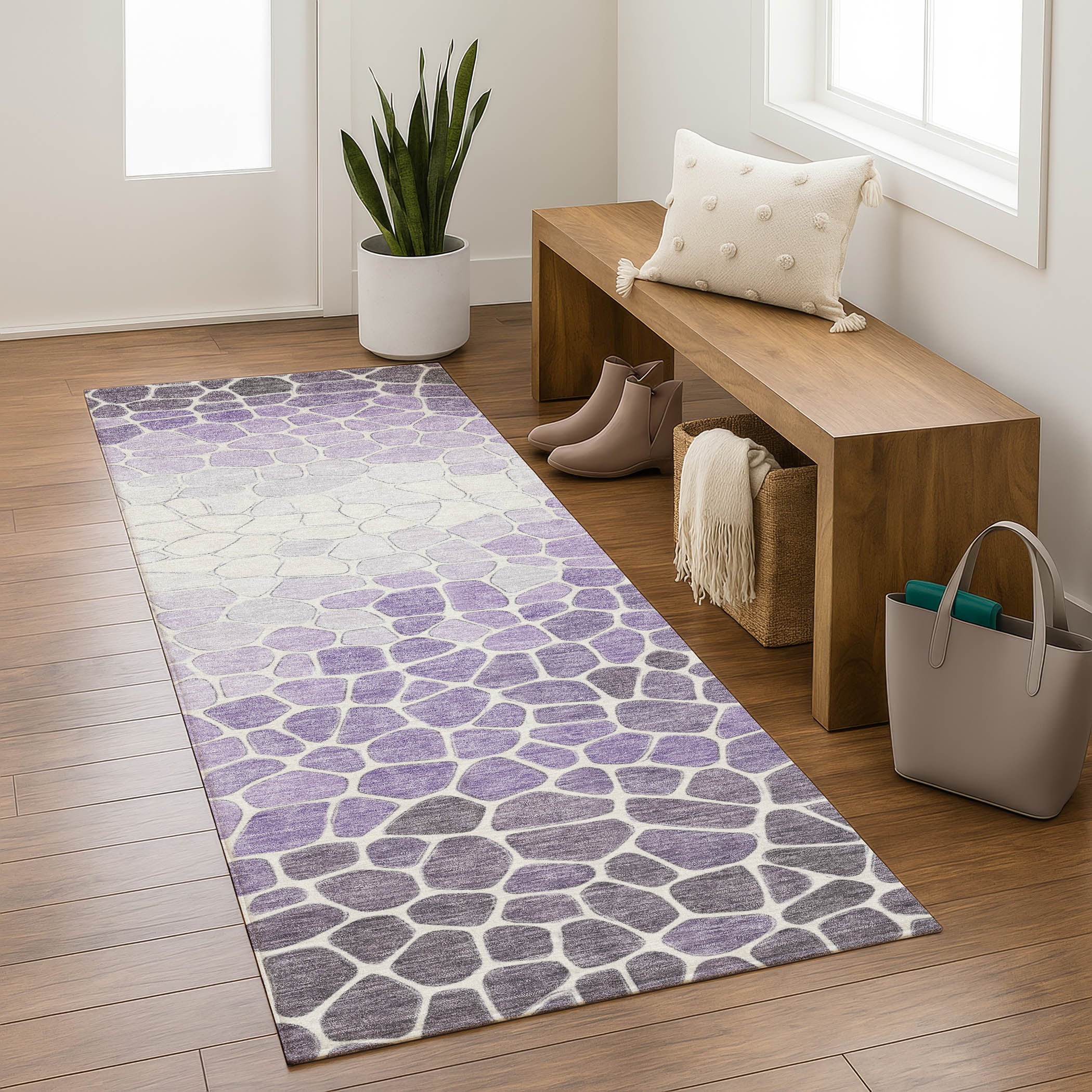 Ghent Machine Washable Transitional Purple Rug 2'3" x 7'6" #shape_Runner