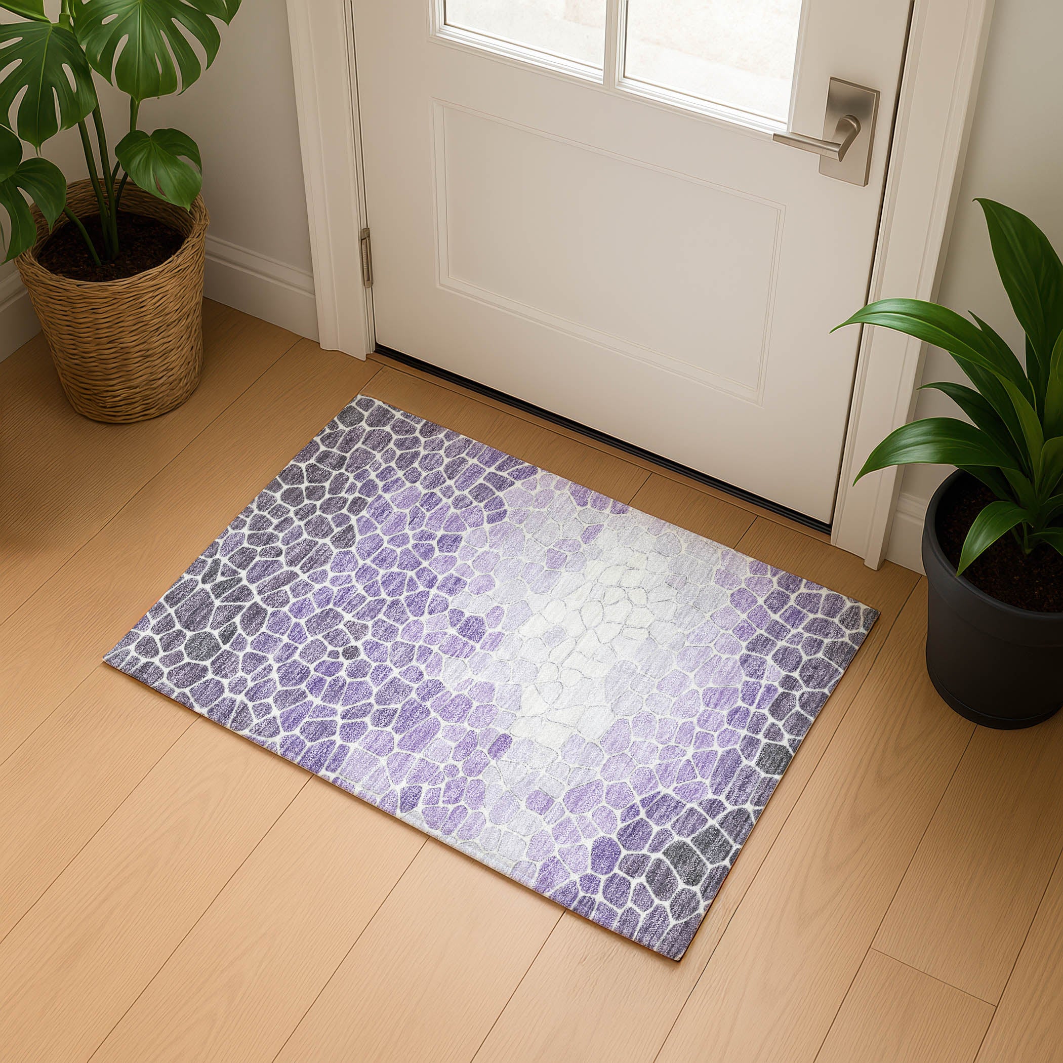 Ghent Machine Washable Transitional Purple Rug 1'8" x 2'6" #shape_Rectangle