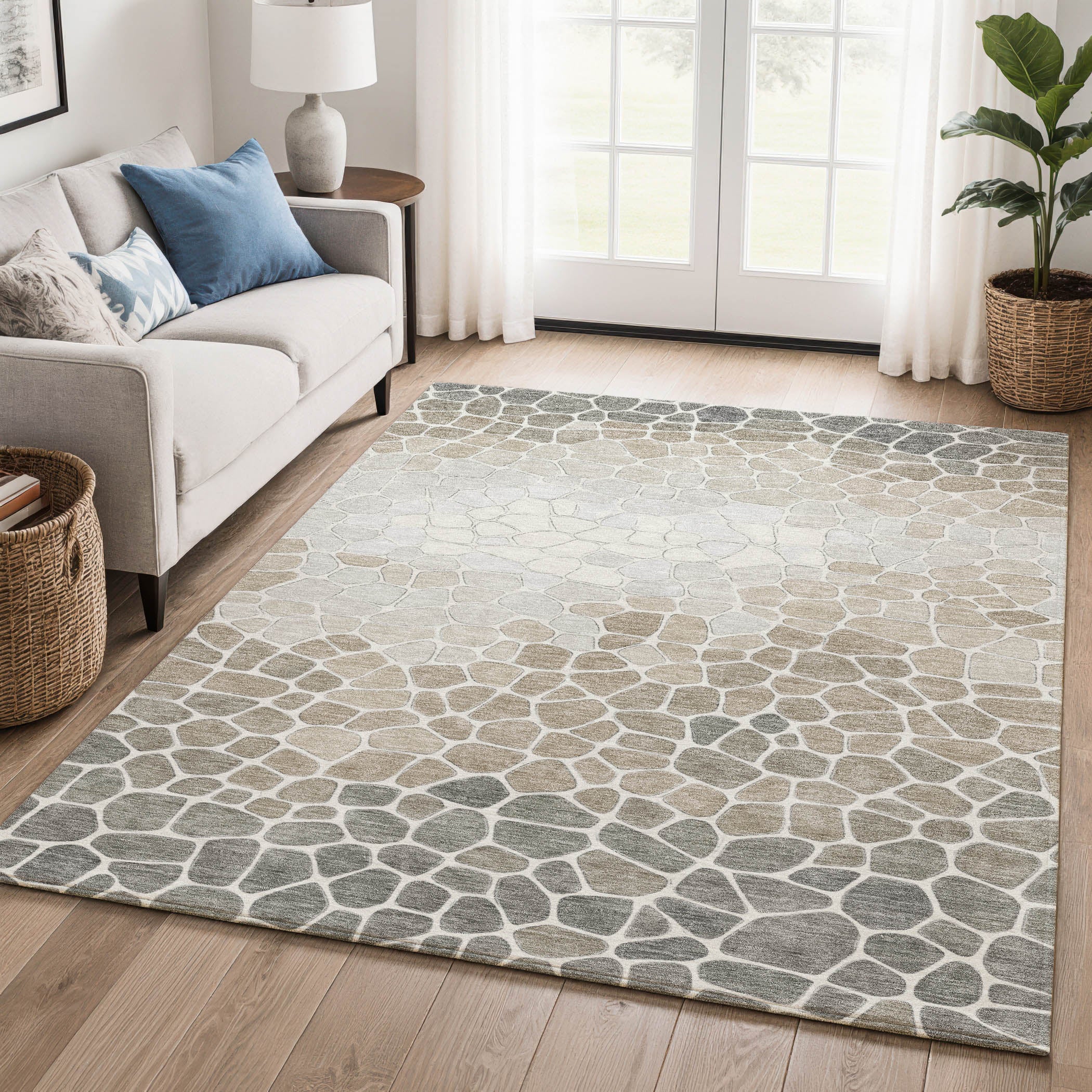 Ghent Machine Washable Transitional Taupe Brown Rug 2'6" x 3'10" #shape_Rectangle