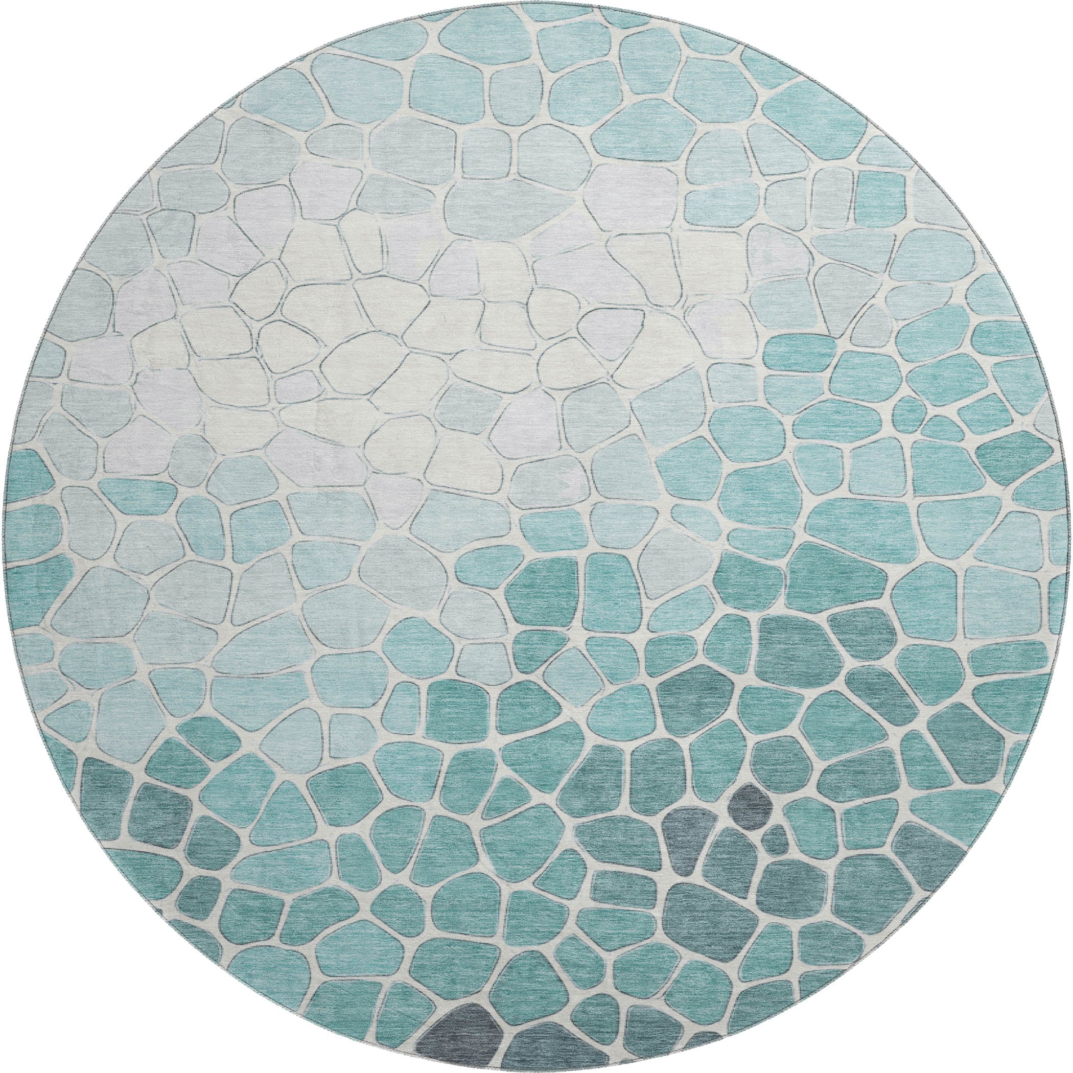 Ghent Machine Washable Transitional Teal Rug 8' x 8' #shape_Round