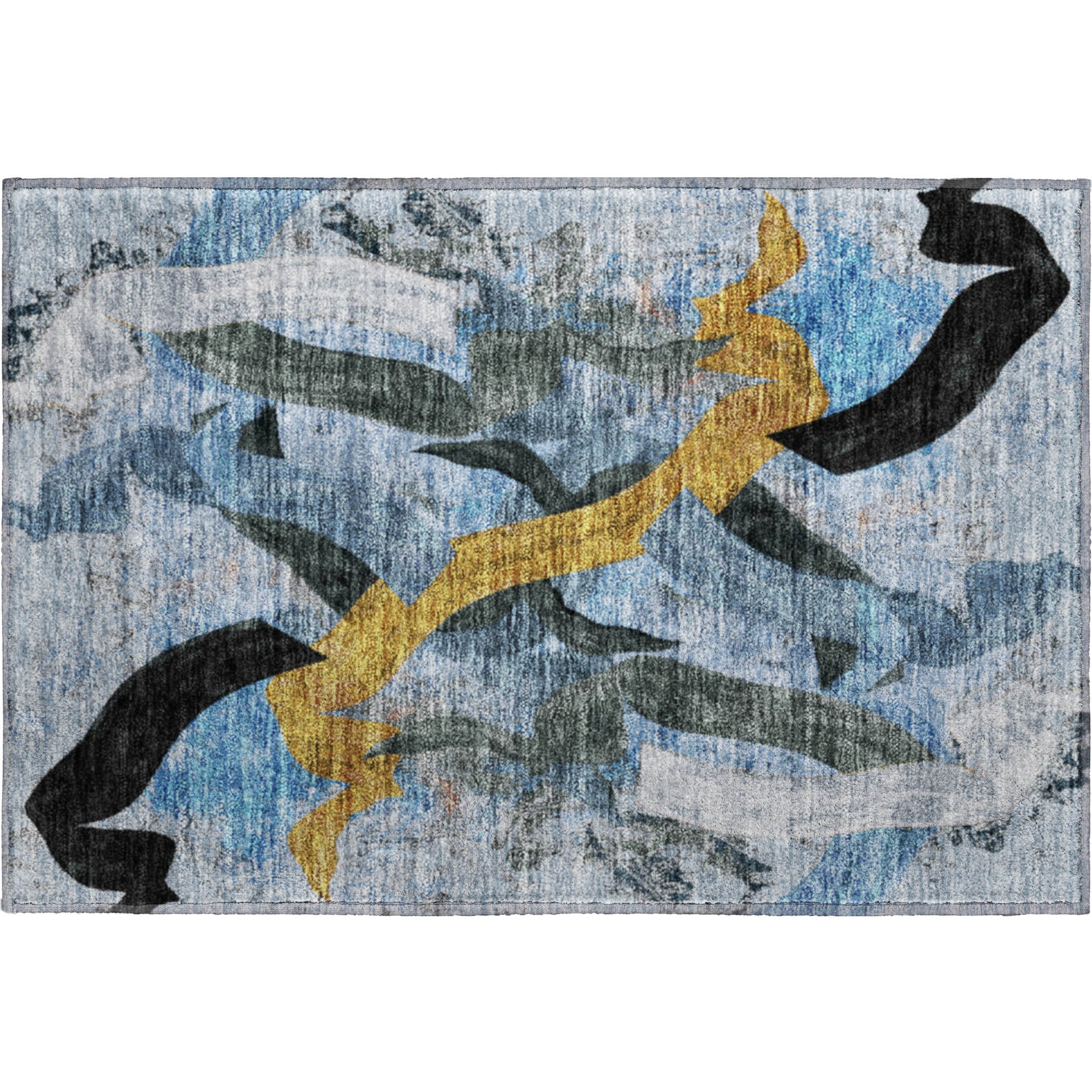 Athens Machine Washable Transitional Denim Blue Rug 1'8" x 2'6" #shape_Rectangle