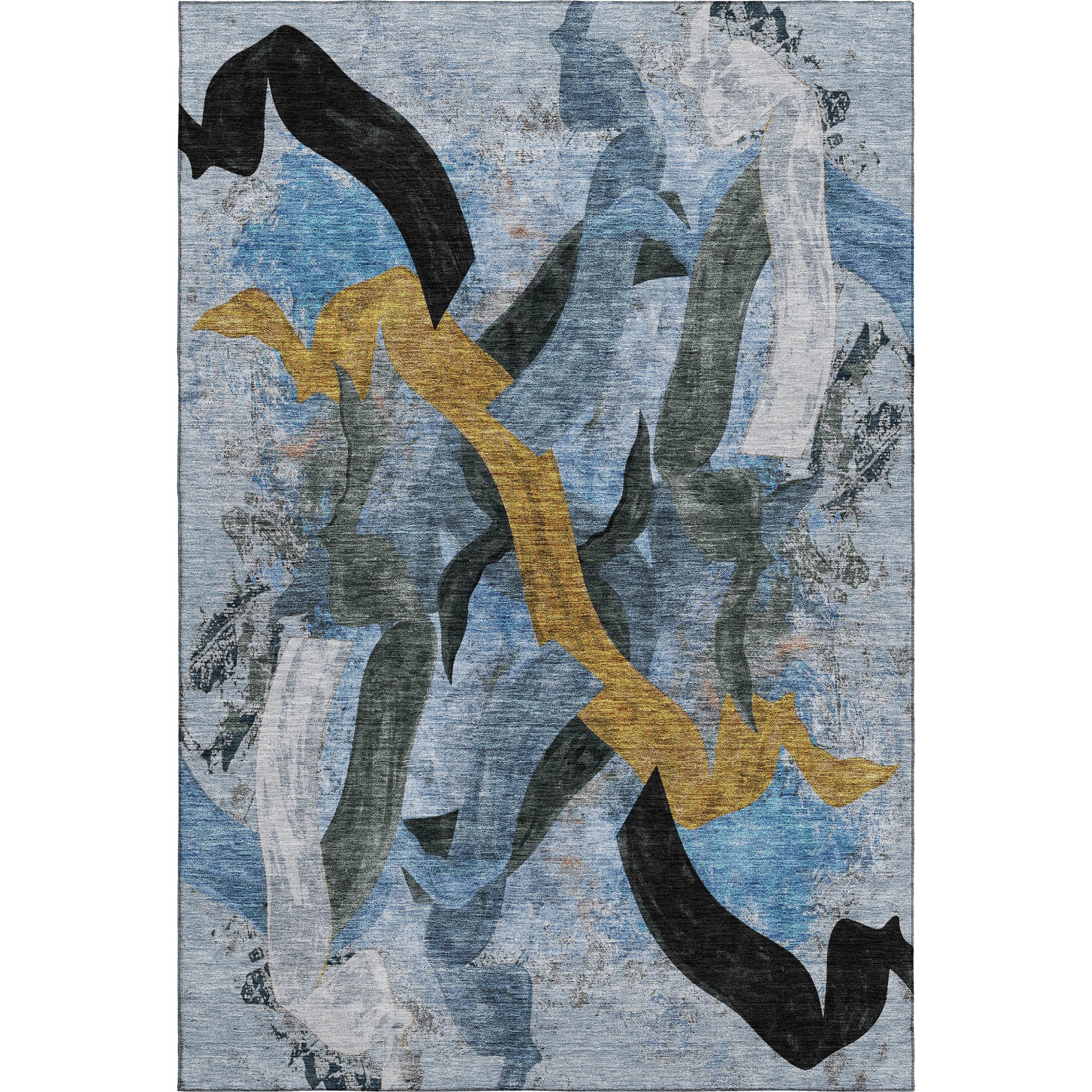 Athens Machine Washable Transitional Denim Blue Rug 2'6" x 3'10" #shape_Rectangle