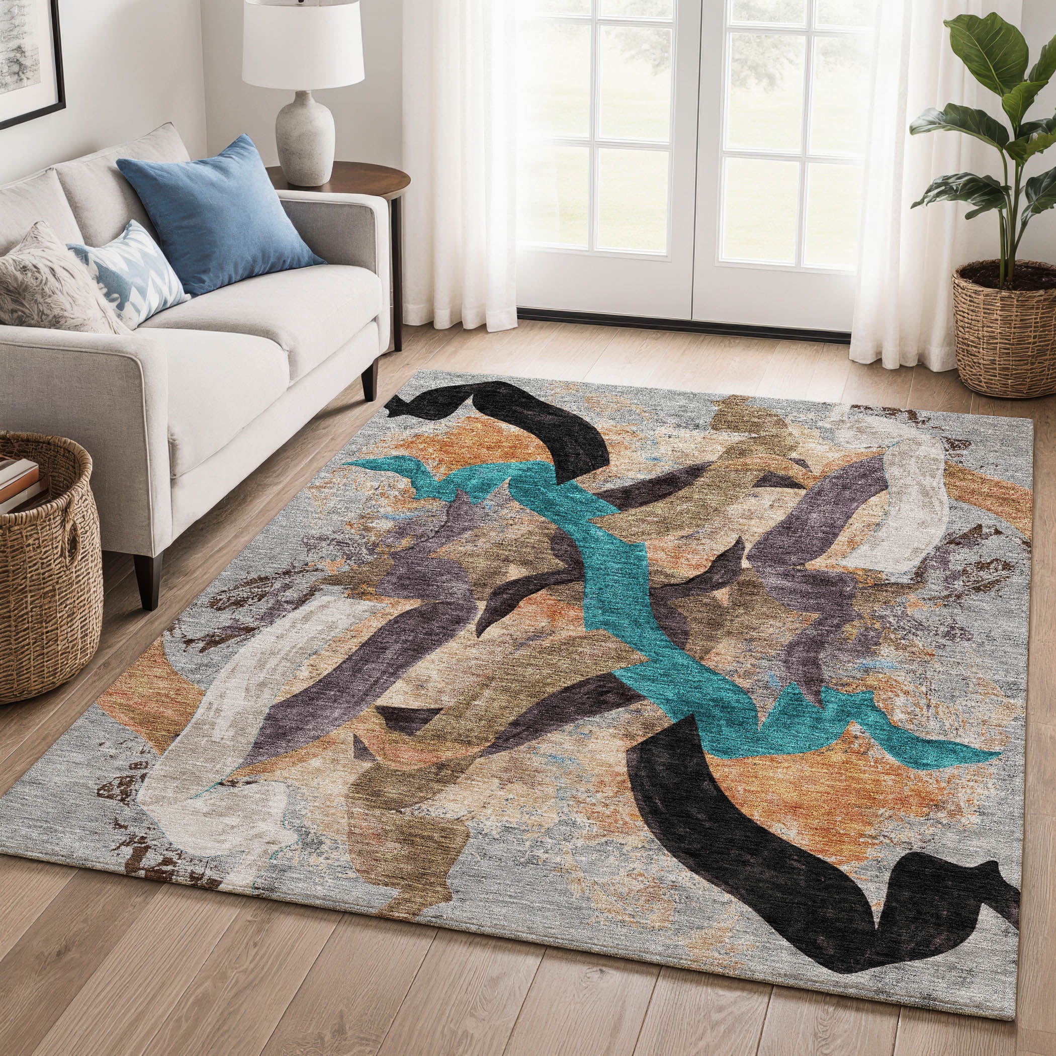 Athens Machine Washable Transitional Gray Rug 2'6" x 3'10" #shape_Rectangle