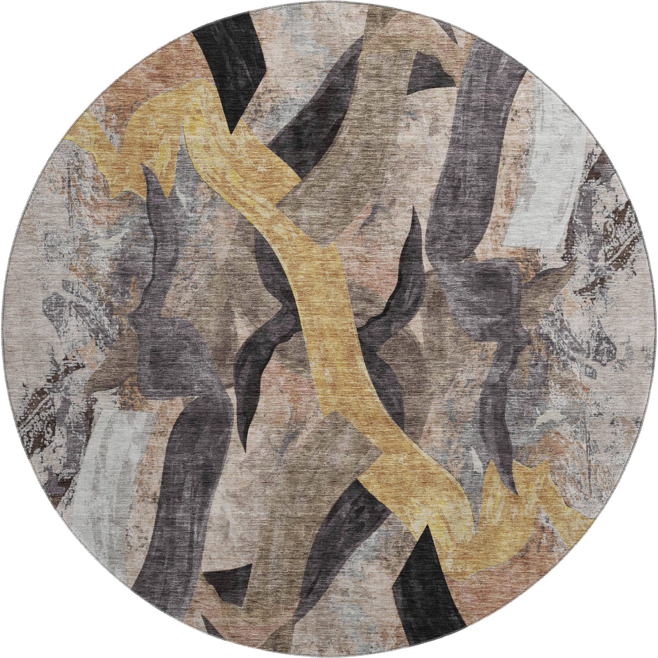 Athens Machine Washable Transitional Taupe Brown Rug 8' x 8' #shape_Round