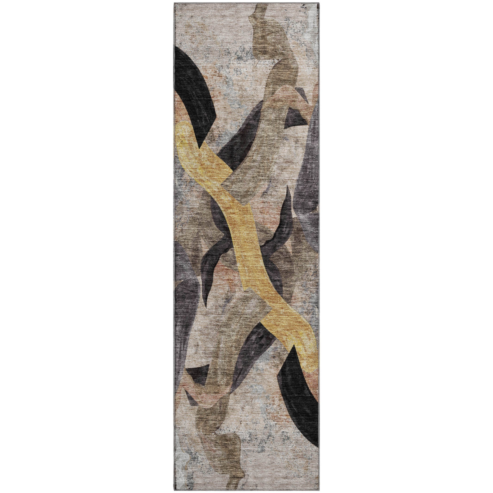 Athens Machine Washable Transitional Taupe Brown Rug 2'3" x 7'6" #shape_Runner