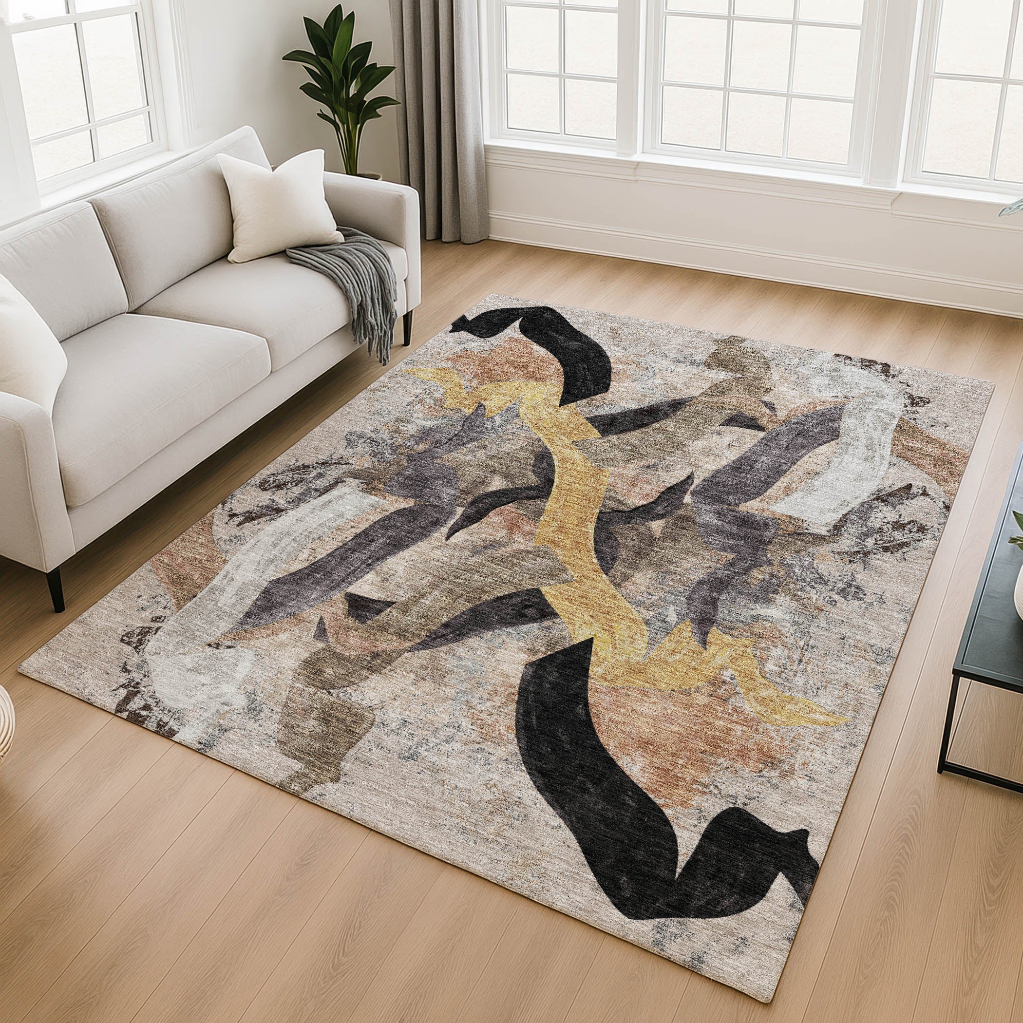 Athens Machine Washable Transitional Taupe Brown Rug 2'6" x 3'10" #shape_Rectangle