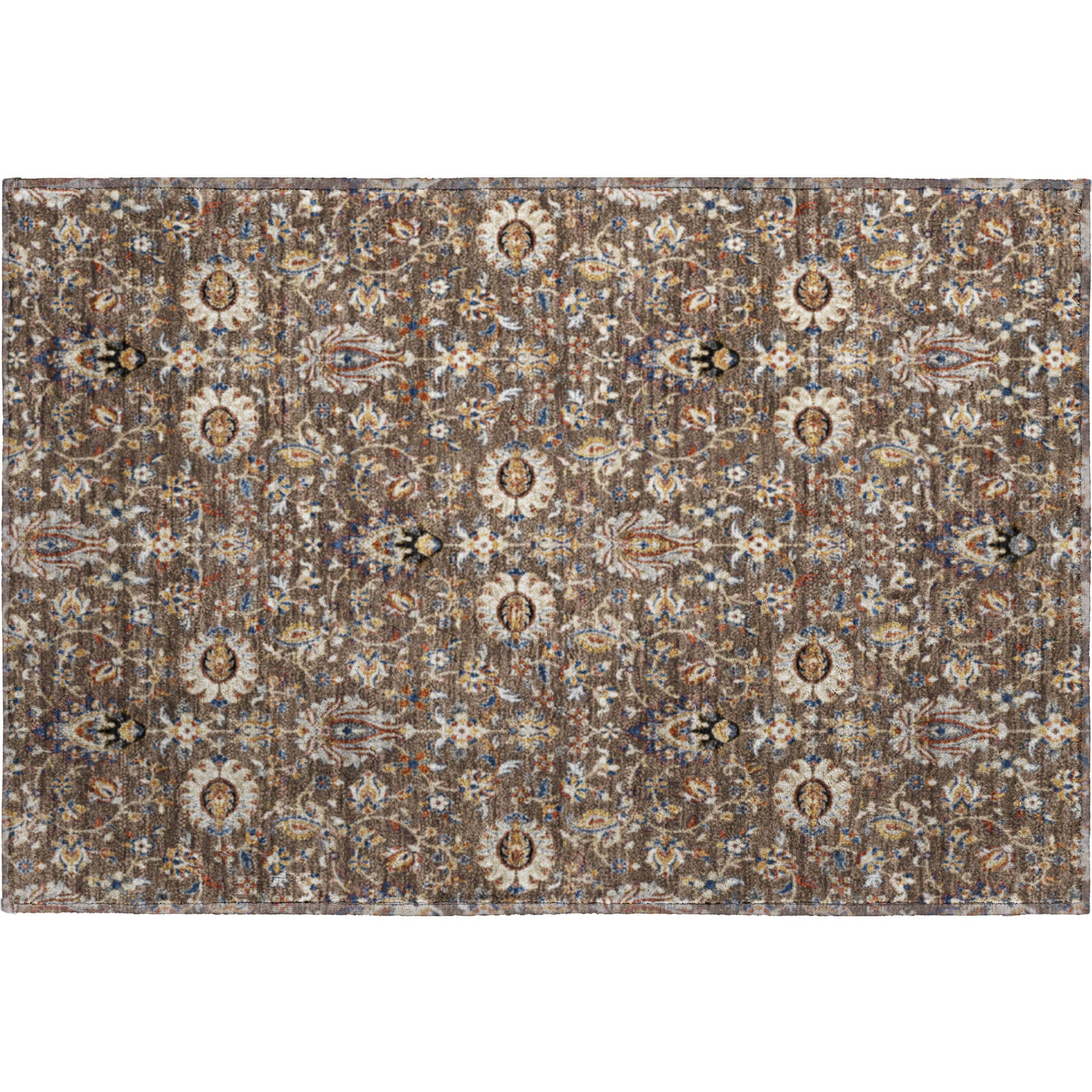 Hoi An Machine Washable Traditional Chocolate Brown Rug 1'8" x 2'6" #shape_Rectangle
