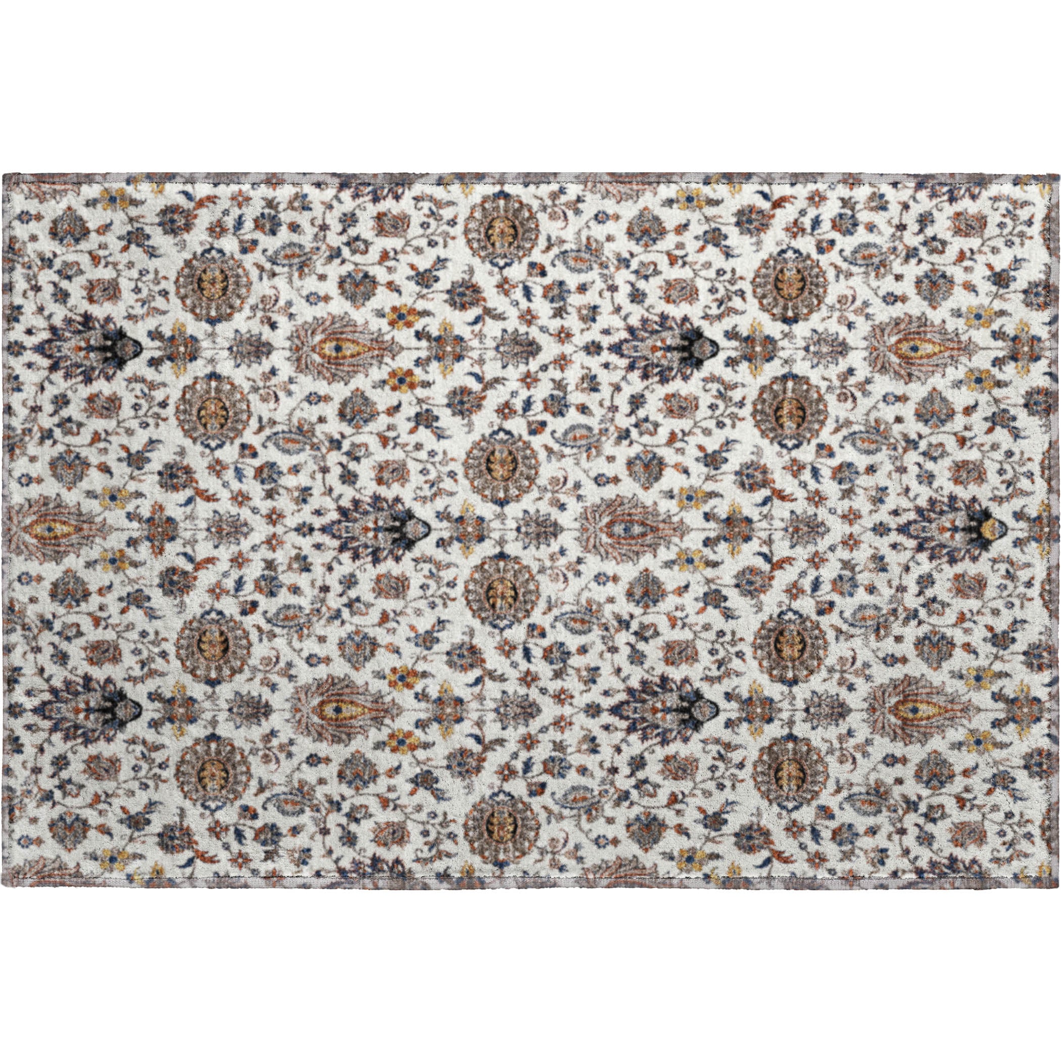 Hoi An Machine Washable Traditional Ivory Rug 1'8" x 2'6" #shape_Rectangle
