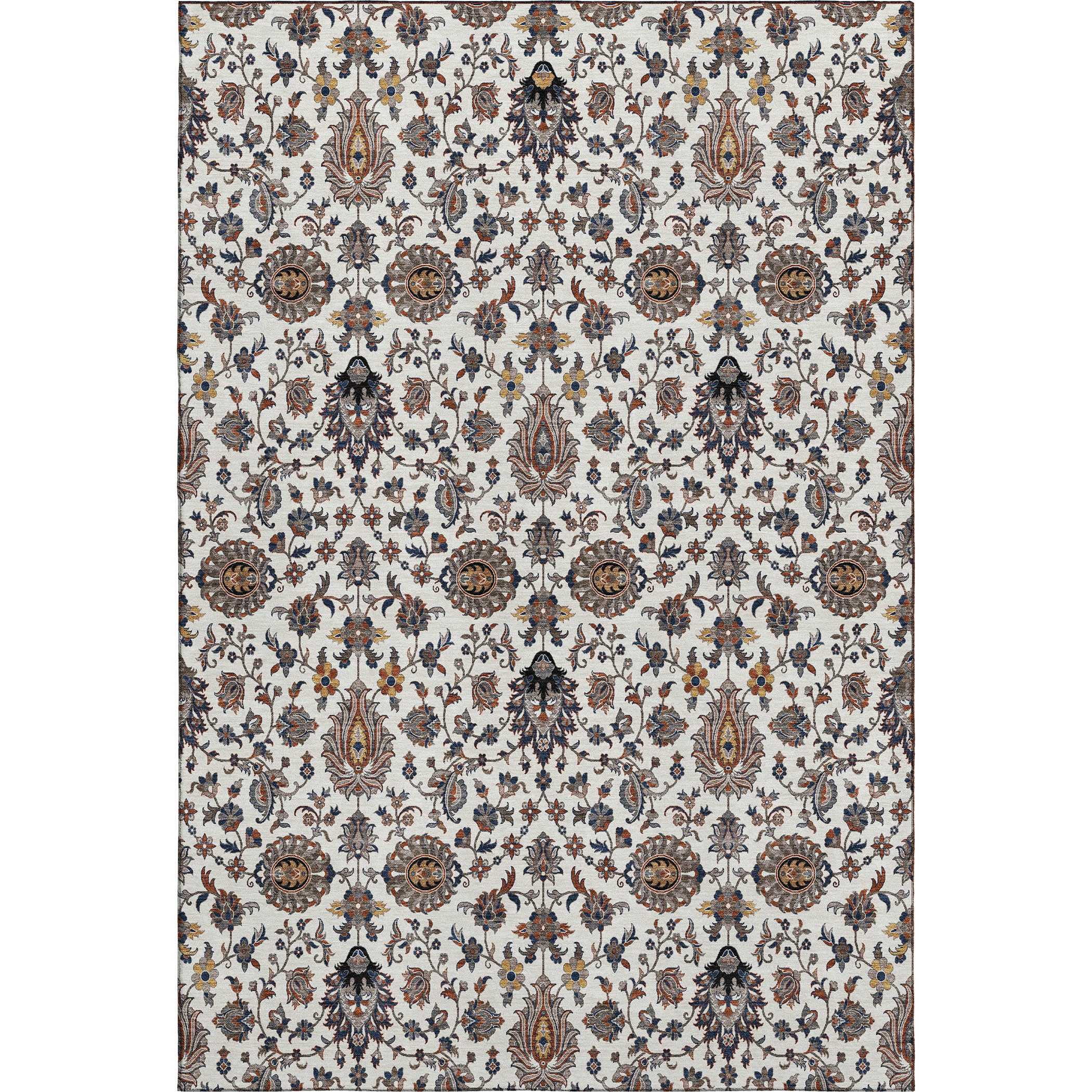Hoi An Machine Washable Traditional Ivory Rug 2'6" x 3'10" #shape_Rectangle