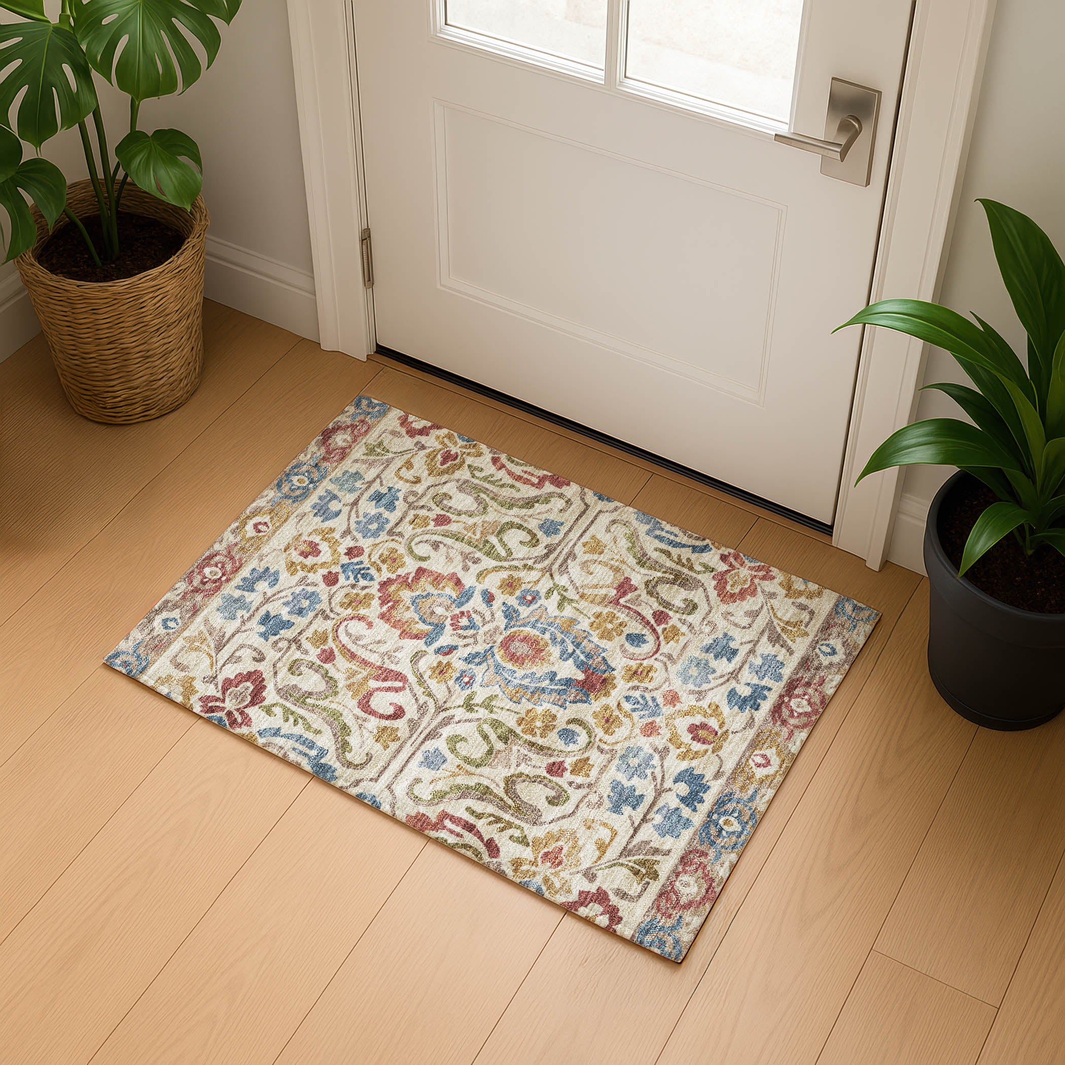 Nairobi Machine Washable Transitional Beige Brown Rug 1'8" x 2'6" #shape_Rectangle