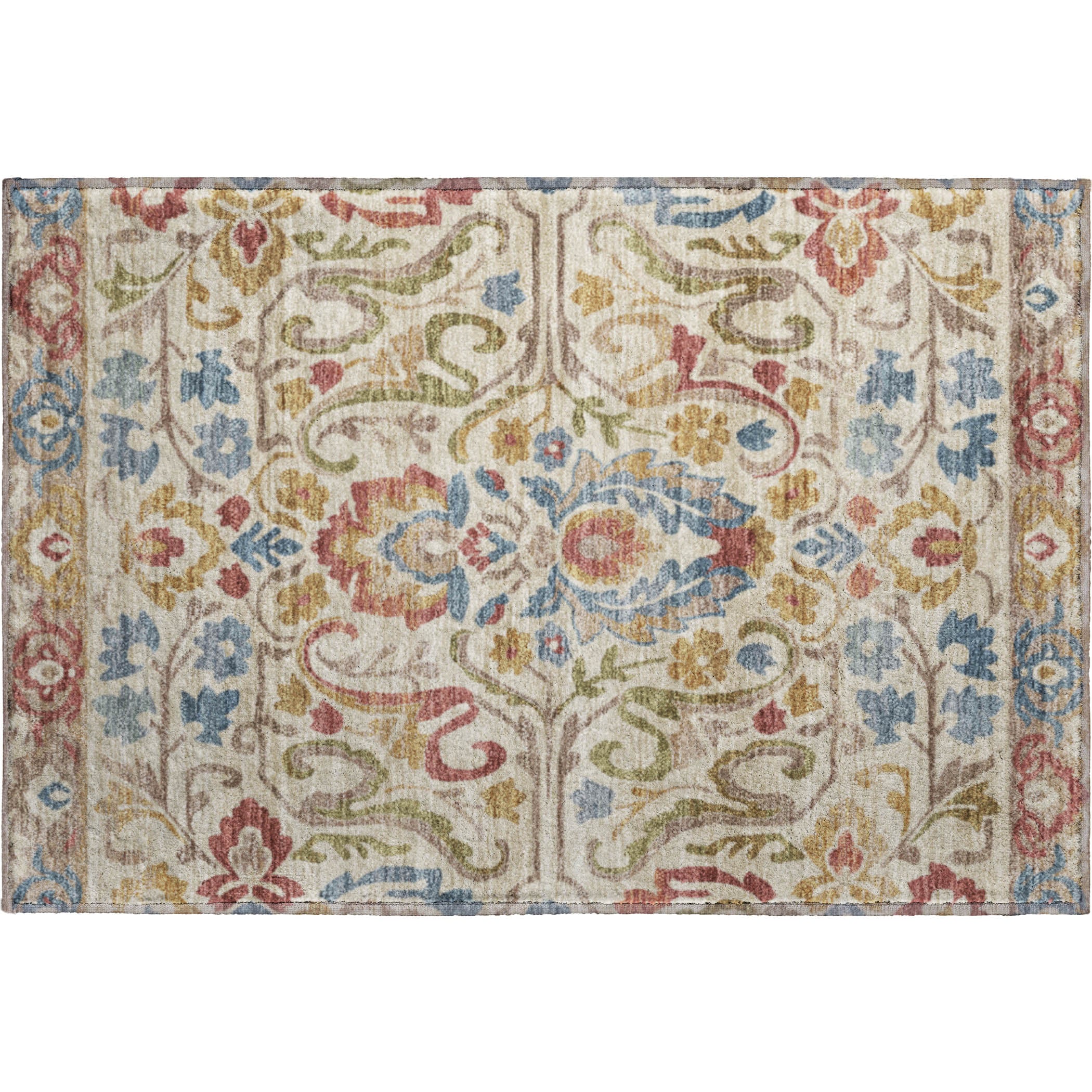 Nairobi Machine Washable Transitional Beige Brown Rug 1'8" x 2'6" #shape_Rectangle