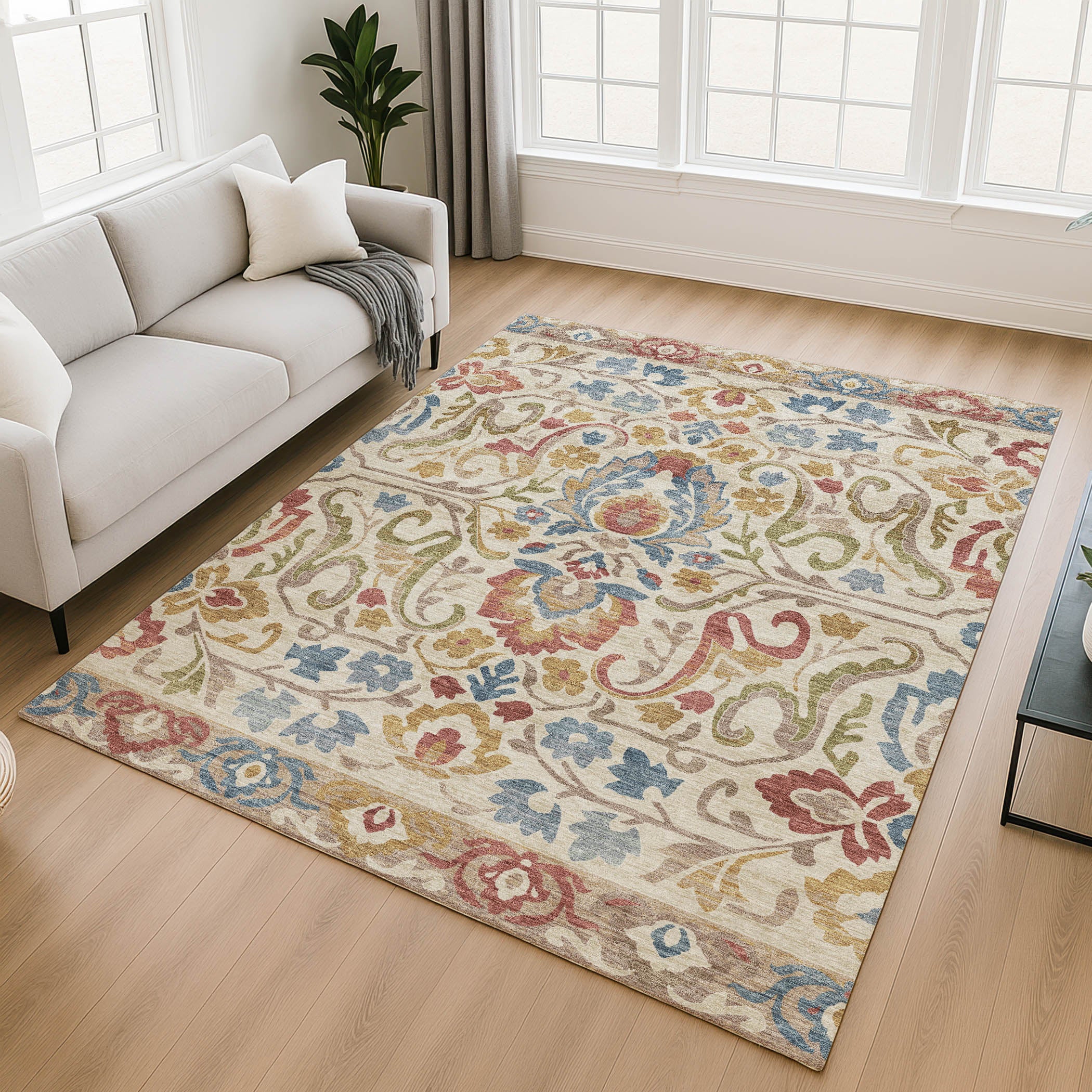 Nairobi Machine Washable Transitional Beige Brown Rug 2'6" x 3'10" #shape_Rectangle