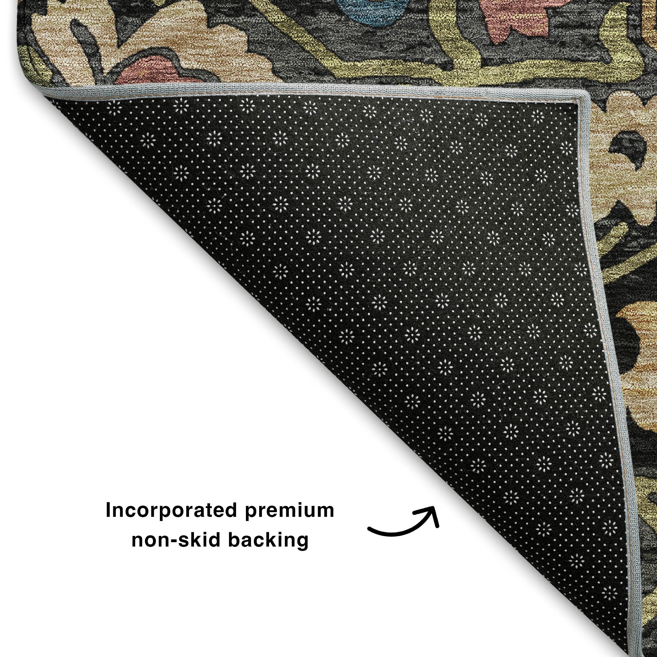 Nairobi Machine Washable Transitional Black Rug 1'8" x 2'6" #shape_Rectangle