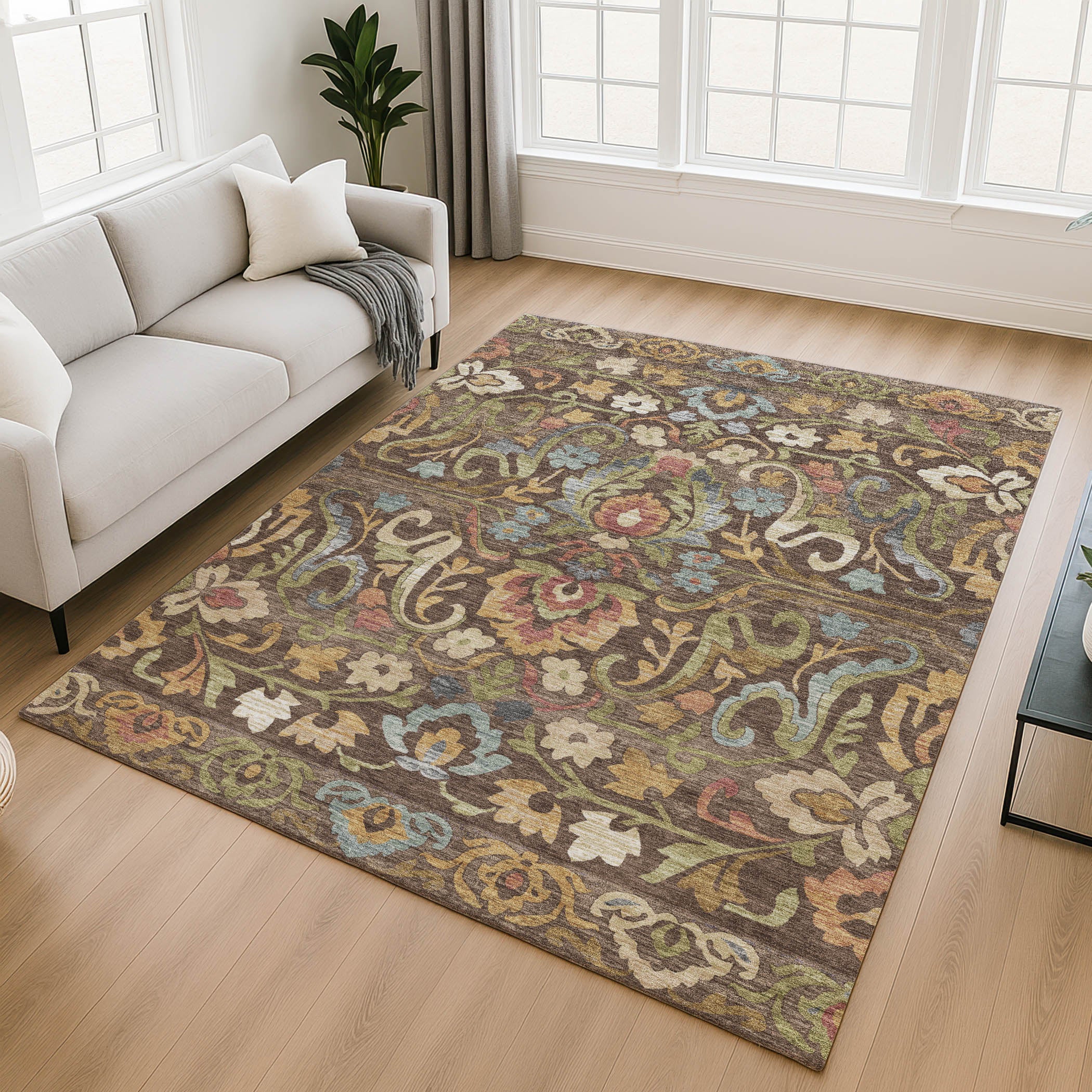 Nairobi Machine Washable Transitional Chocolate Brown Rug 2'6" x 3'10" #shape_Rectangle