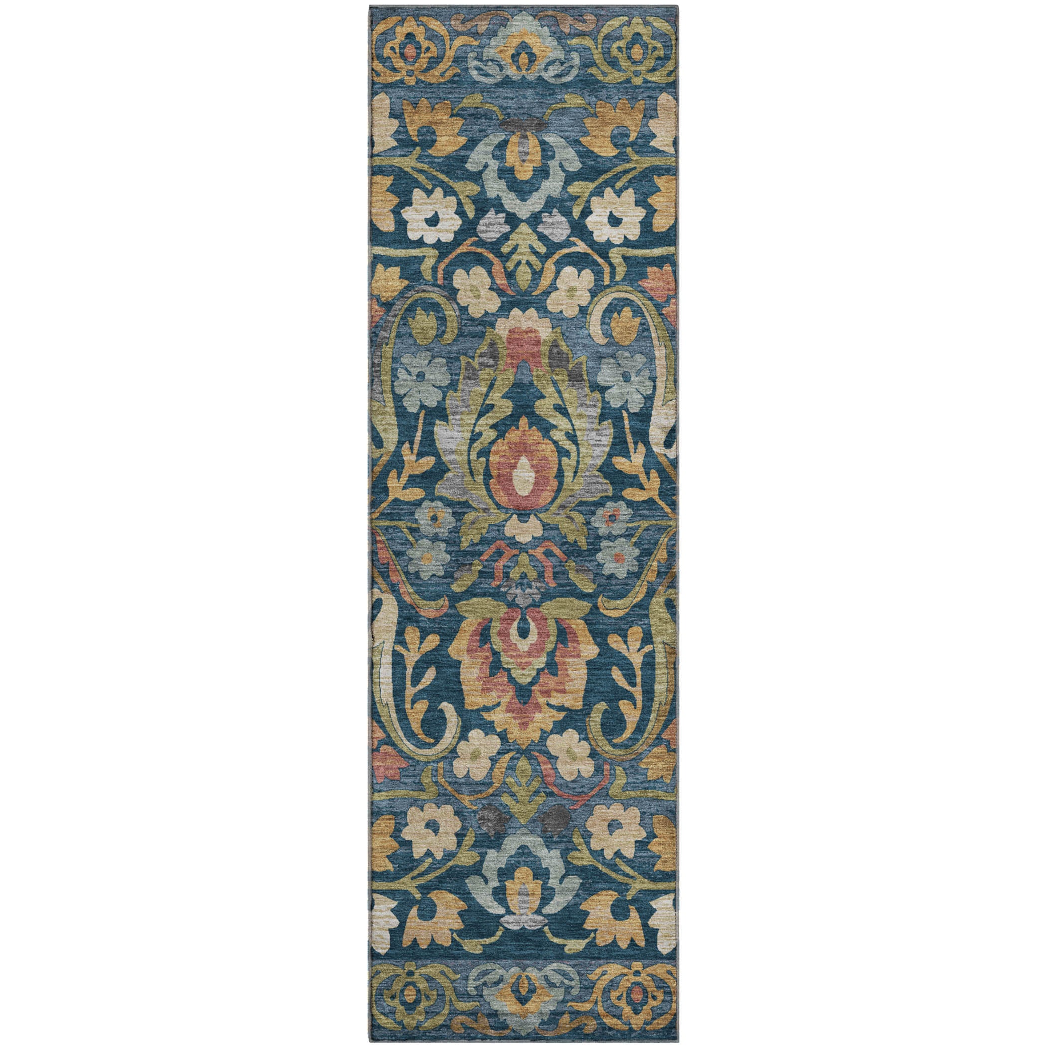 Nairobi Machine Washable Transitional Navy Blue Rug 2'3" x 7'6" #shape_Runner