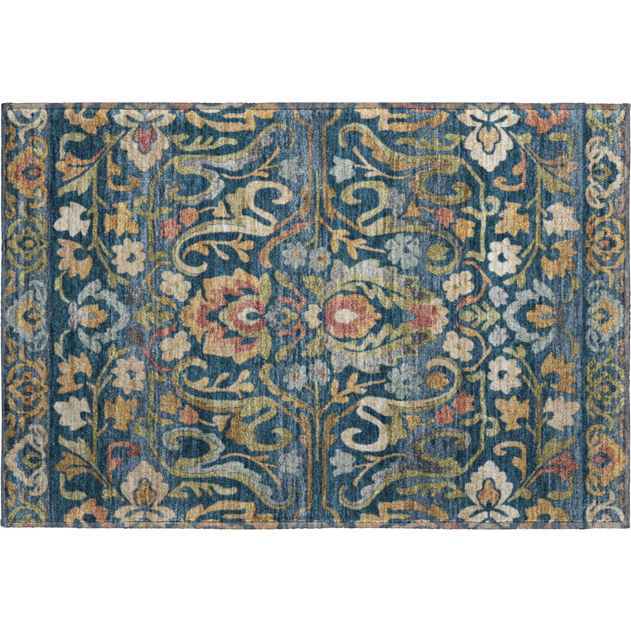 Nairobi Machine Washable Transitional Navy Blue Rug 1'8" x 2'6" #shape_Rectangle