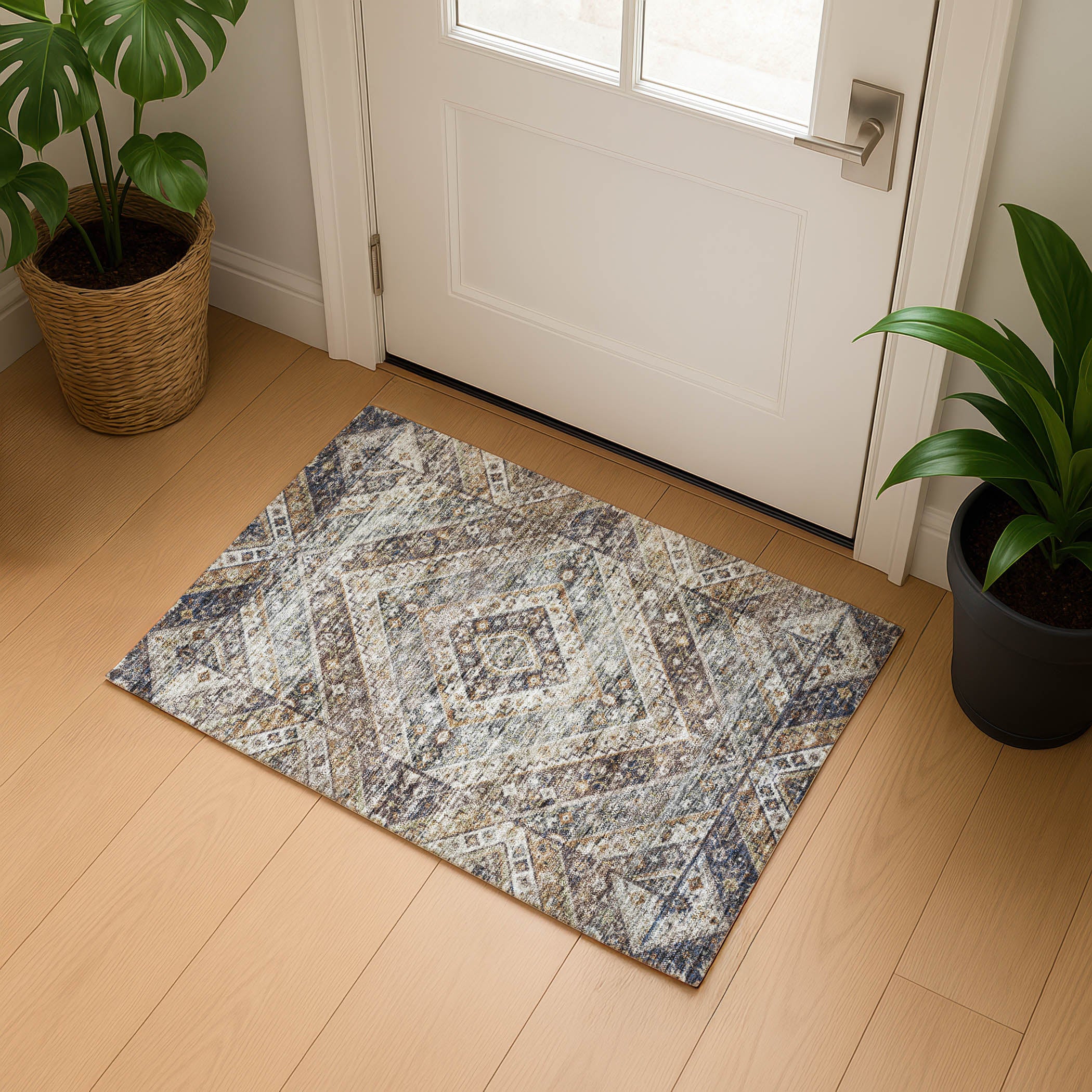 Cusco Machine Washable Transitional Brown Rug 1'8" x 2'6" #shape_Rectangle