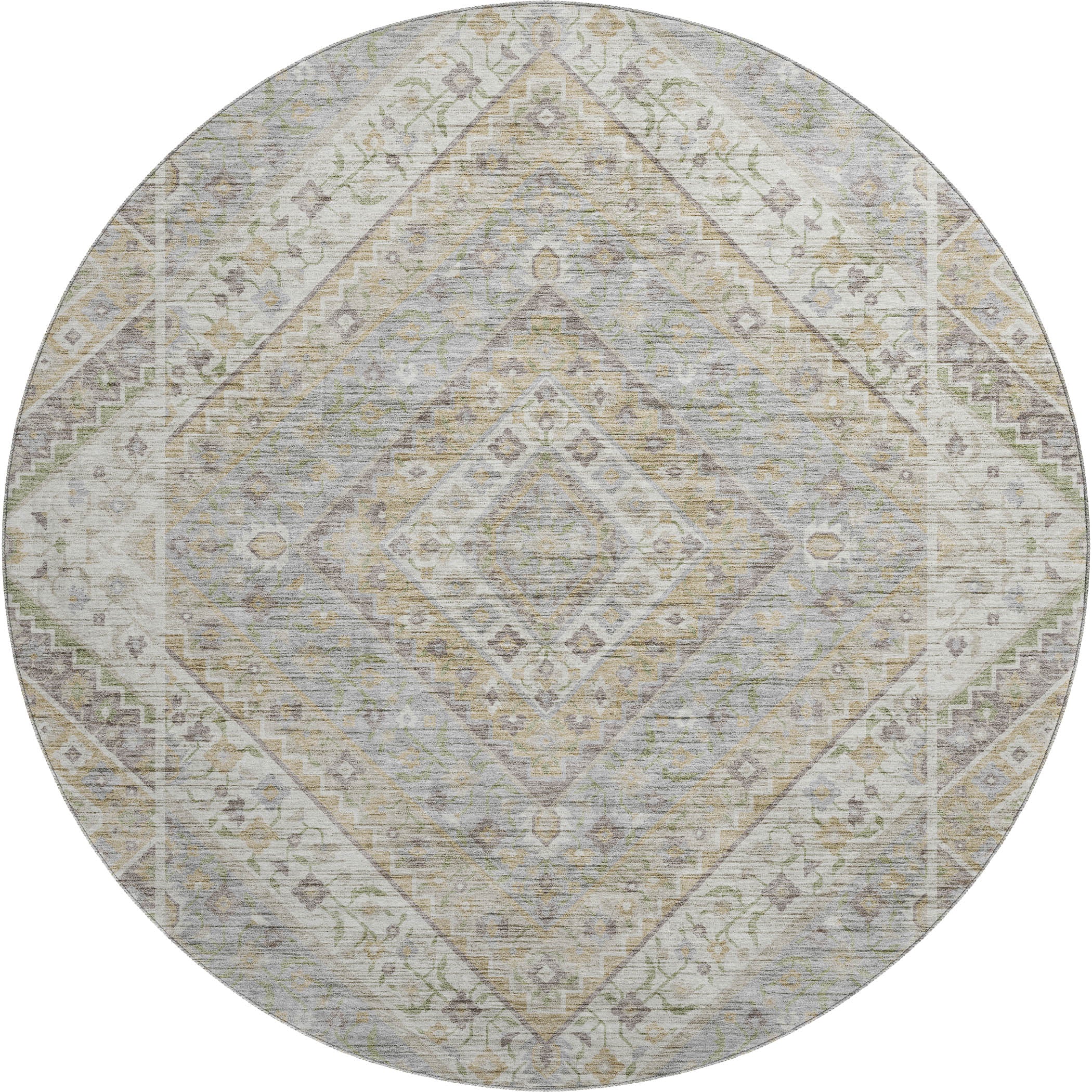 Cusco Machine Washable Transitional Ivory Rug 8' x 8' #shape_Round