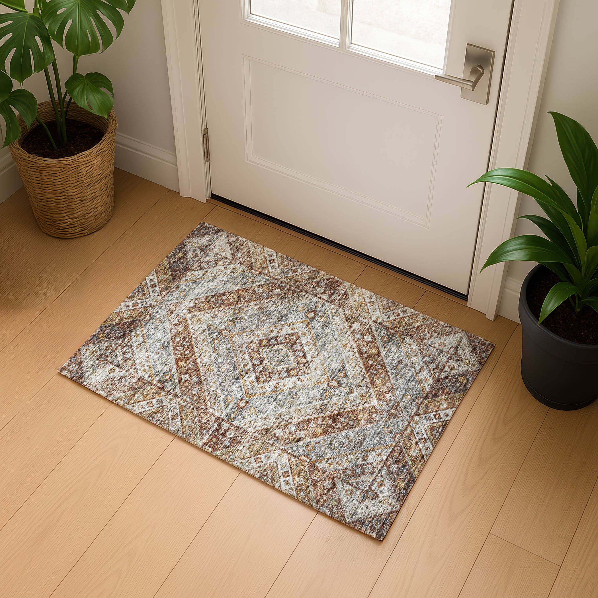 Cusco Machine Washable Transitional Paprika Orange Rug 1'8" x 2'6" #shape_Rectangle