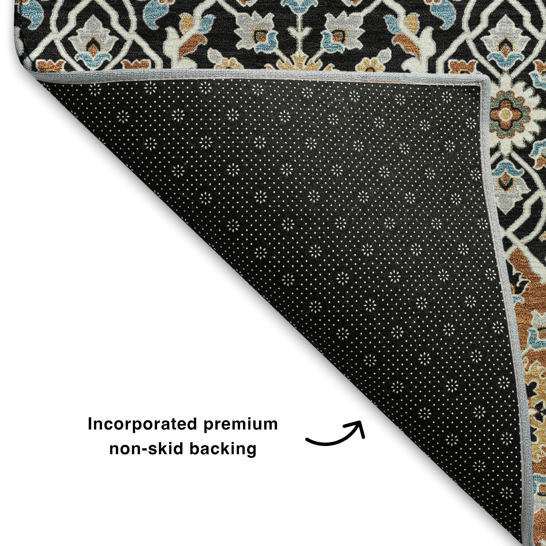 Zanzibar Machine Washable Transitional Black Rug 1'8" x 2'6" #shape_Rectangle