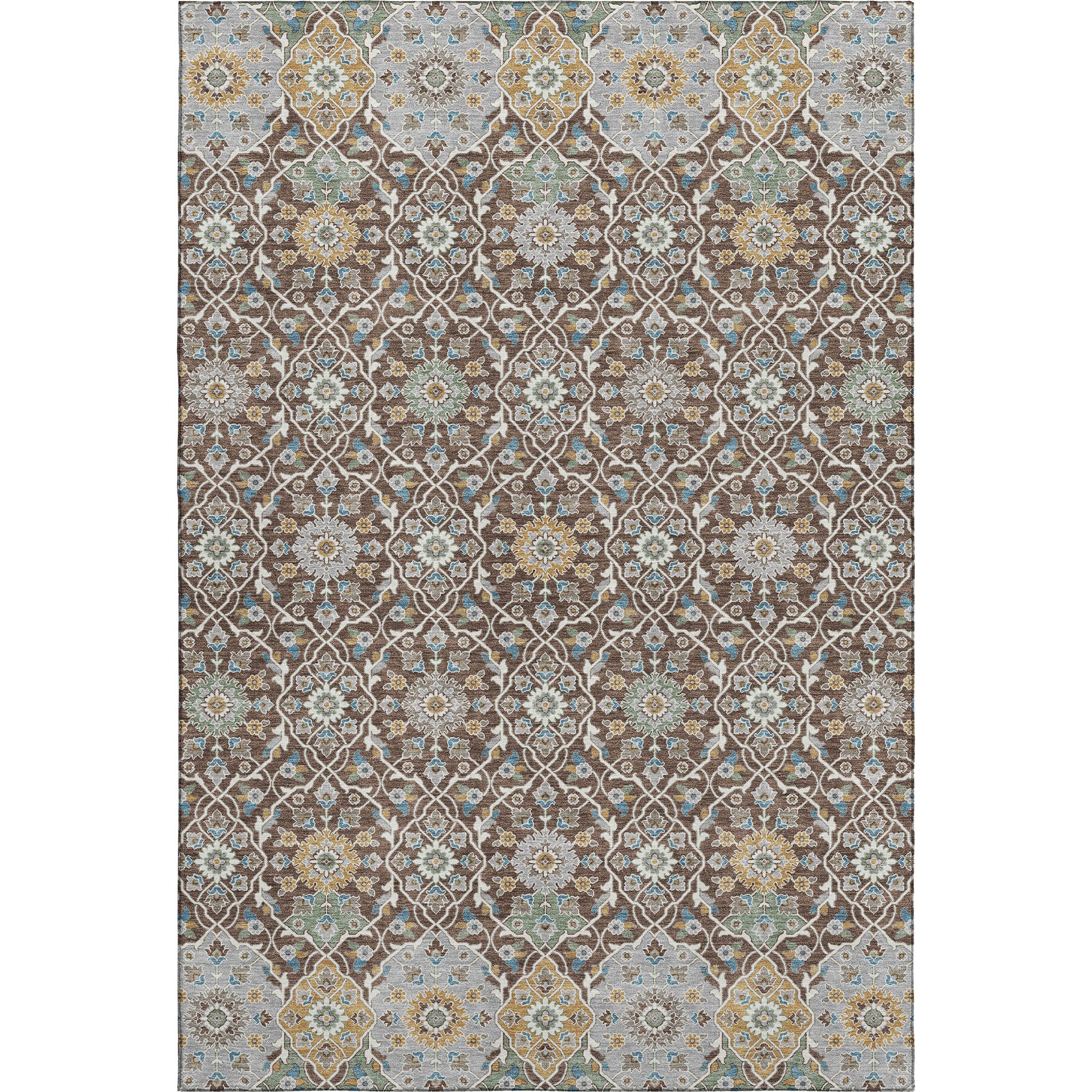 Zanzibar Machine Washable Transitional Chocolate Brown Rug 2'6" x 3'10" #shape_Rectangle