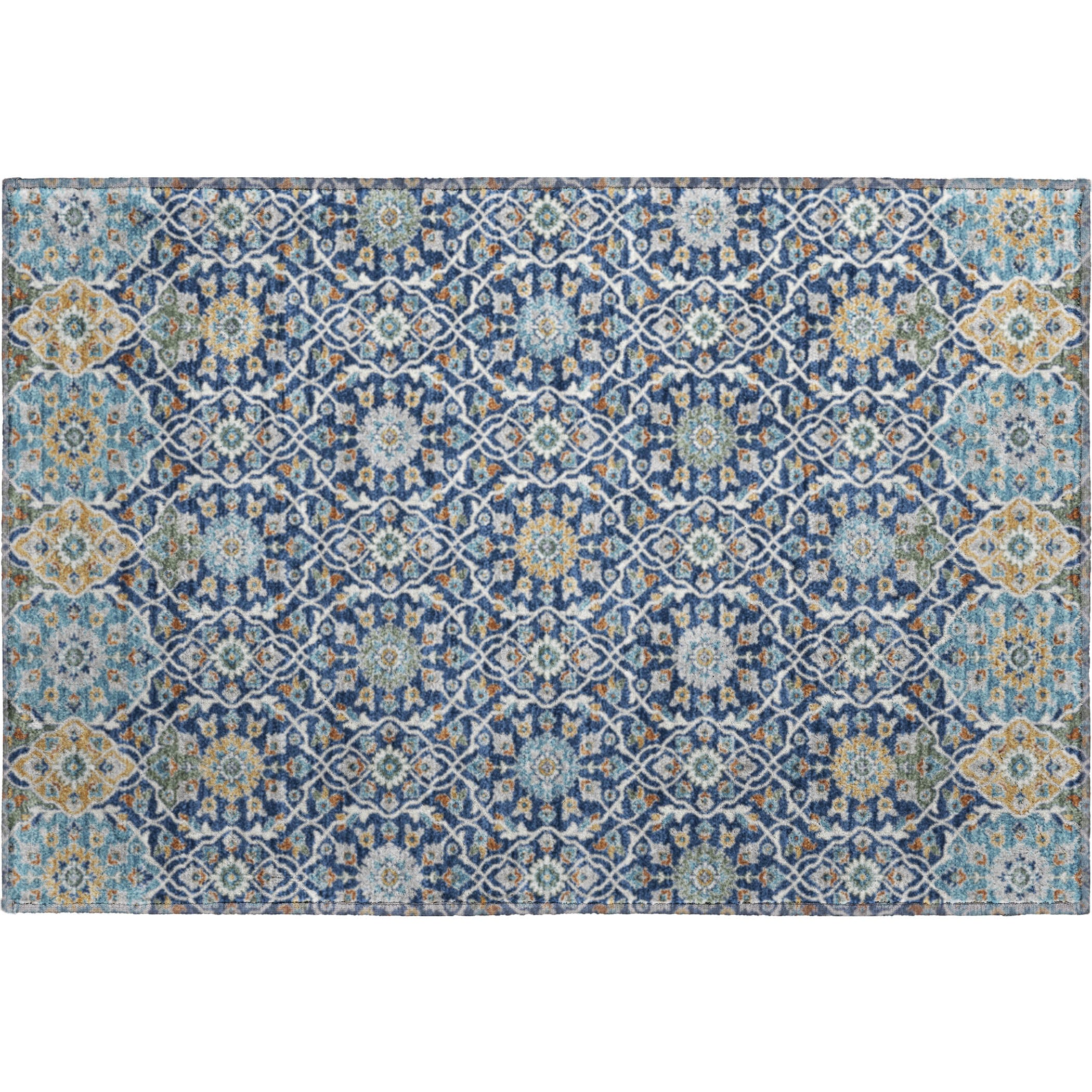 Zanzibar Machine Washable Transitional Navy Blue Rug 1'8" x 2'6" #shape_Rectangle