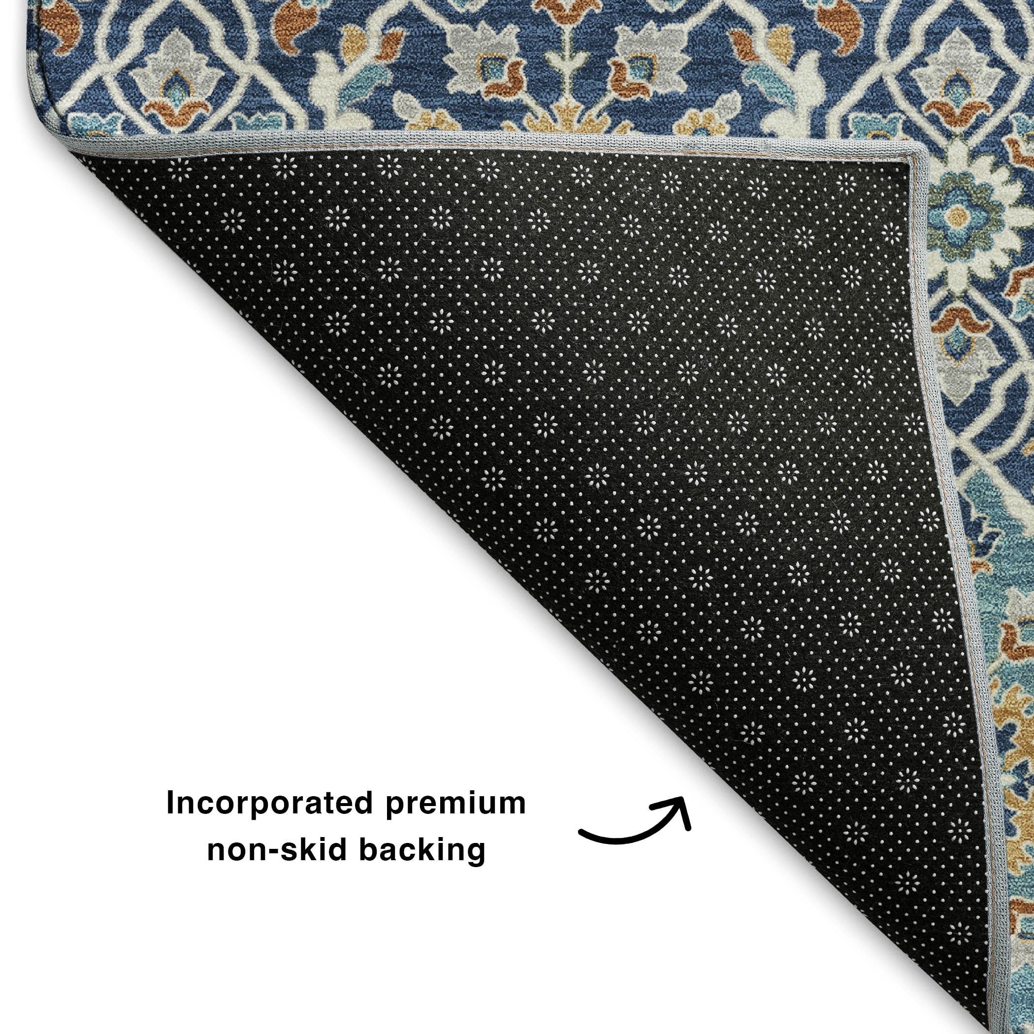 Zanzibar Machine Washable Transitional Navy Blue Rug 1'8" x 2'6" #shape_Rectangle