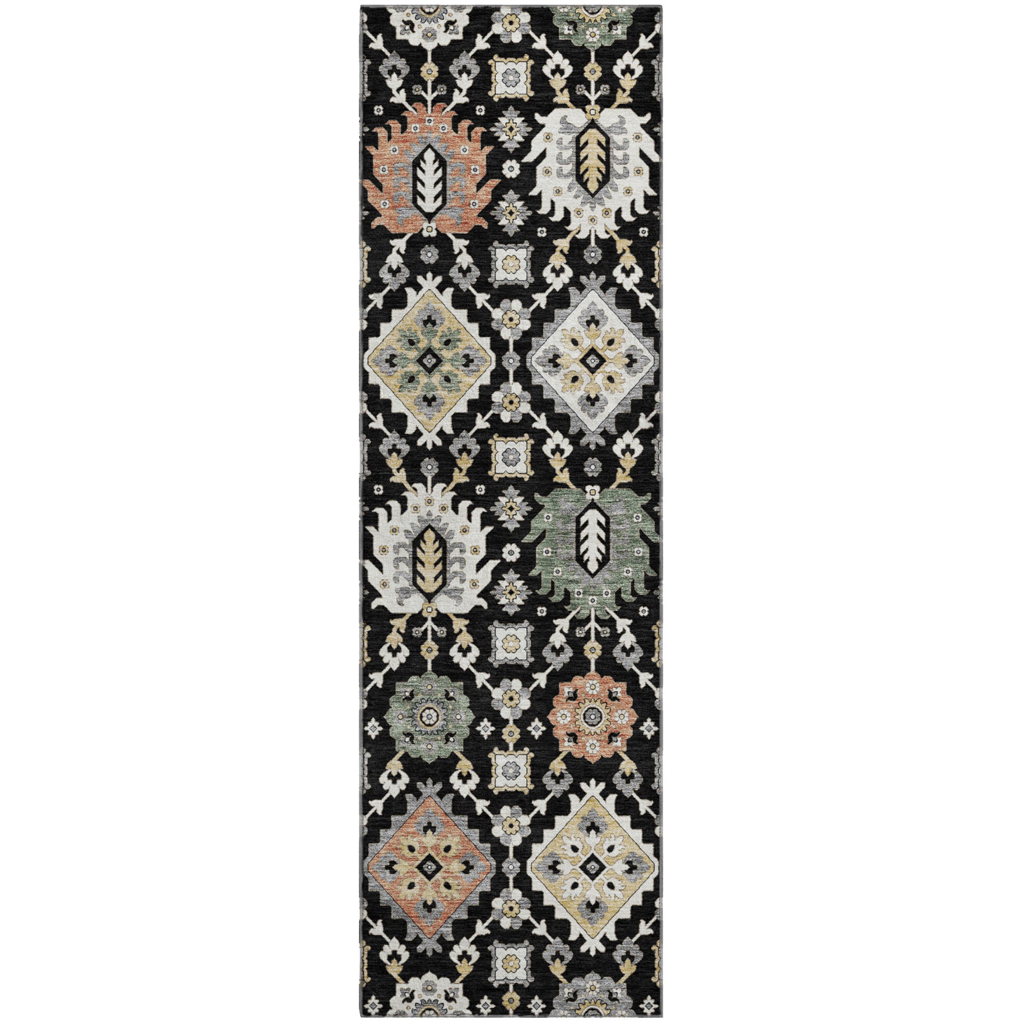 Bern Machine Washable Transitional Black Rug 2'3" x 7'6" #shape_Runner