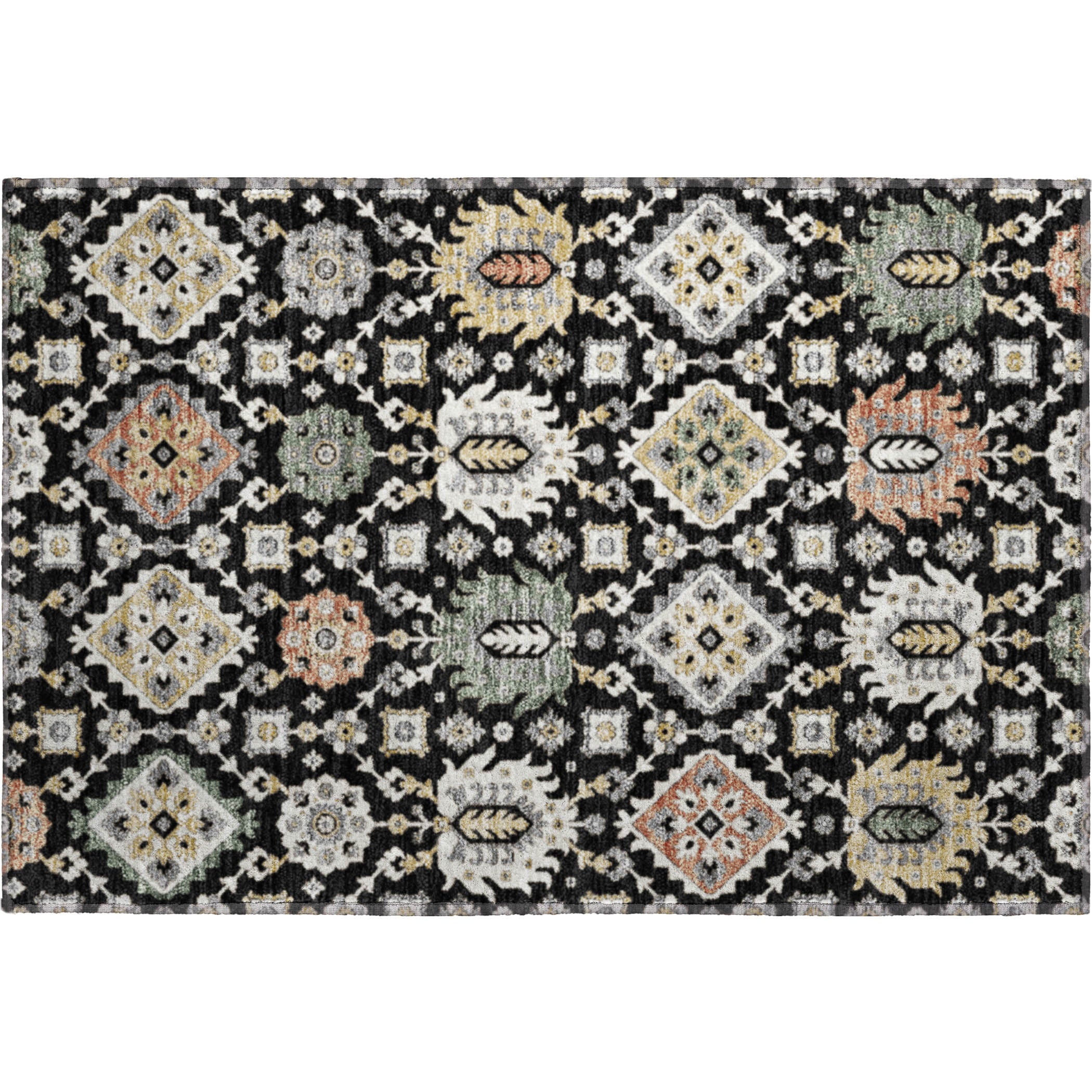 Bern Machine Washable Transitional Black Rug 1'8" x 2'6" #shape_Rectangle
