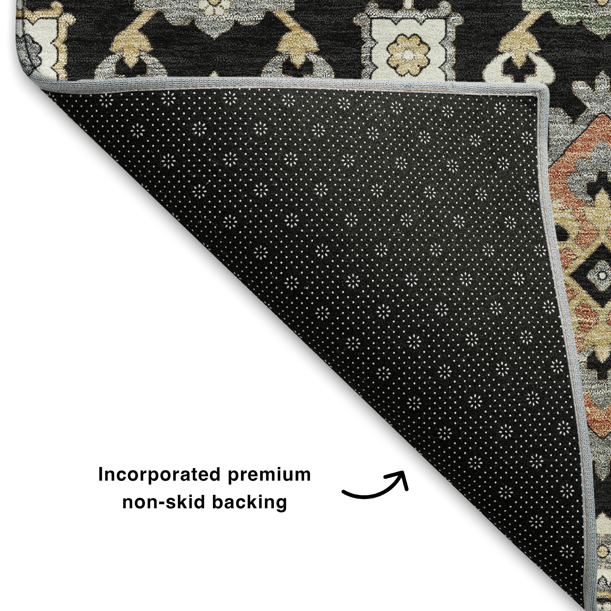 Bern Machine Washable Transitional Black Rug 1'8" x 2'6" #shape_Rectangle