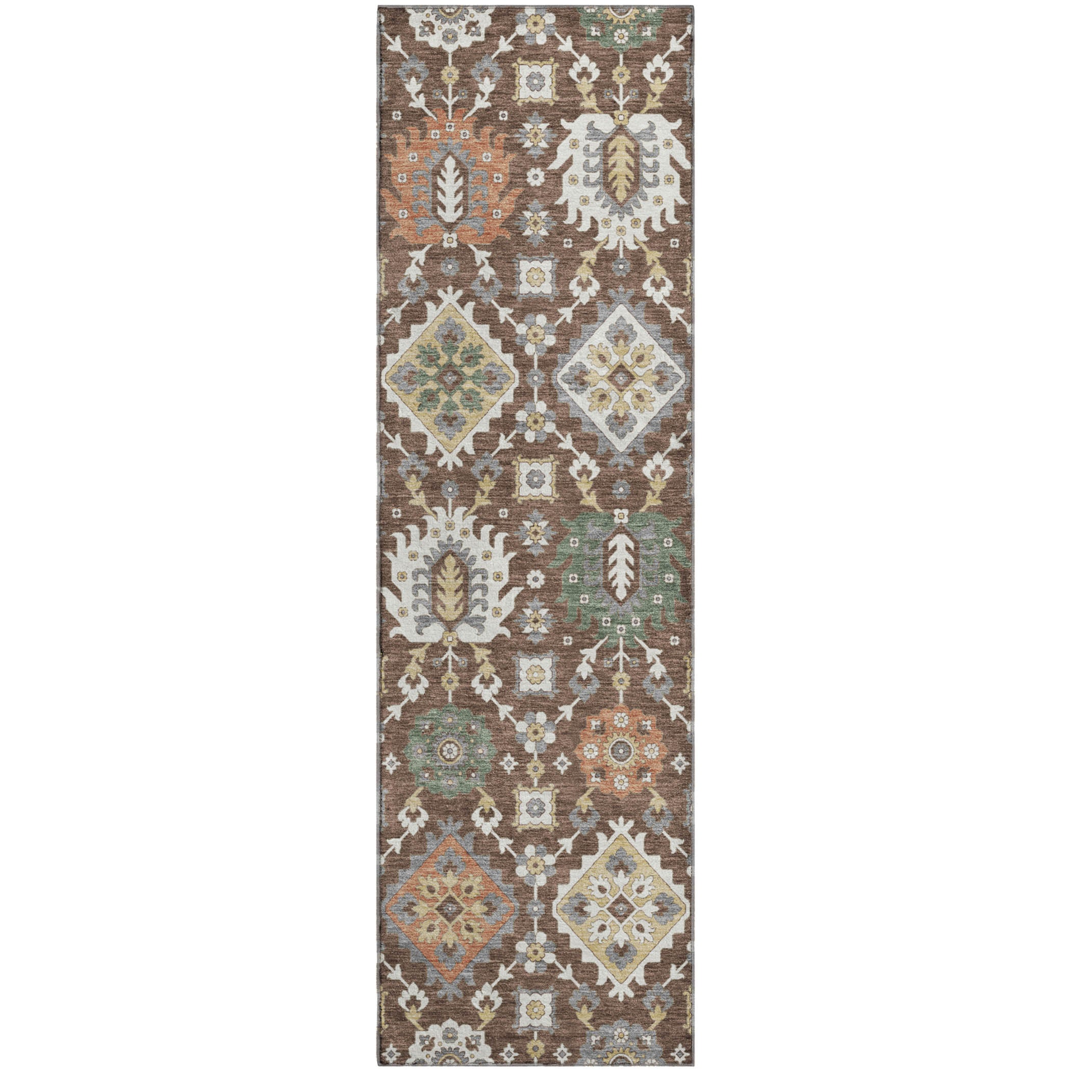 Bern Machine Washable Transitional Chocolate Brown Rug 2'3" x 7'6" #shape_Runner