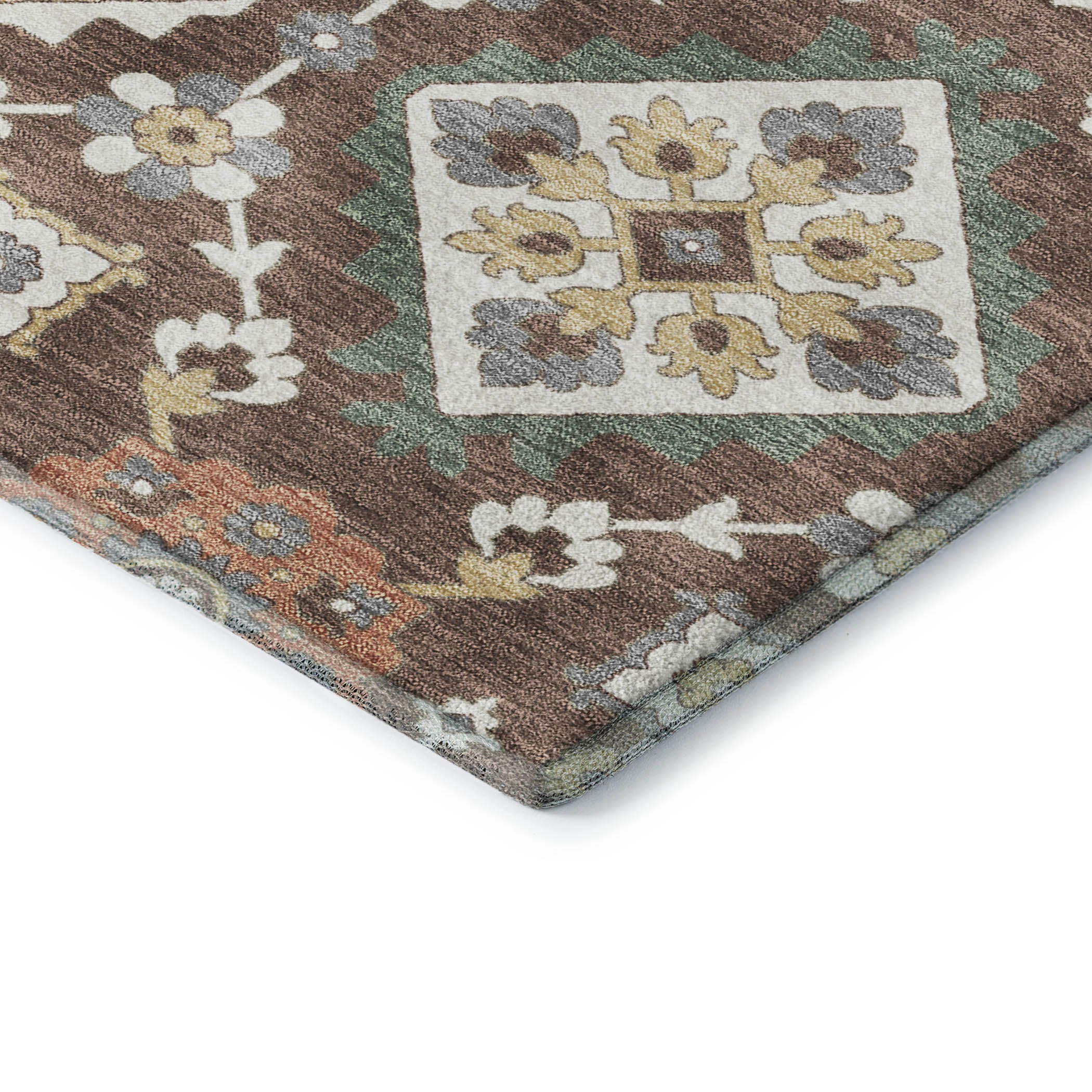 Bern Machine Washable Transitional Chocolate Brown Rug 1'8" x 2'6" #shape_Rectangle