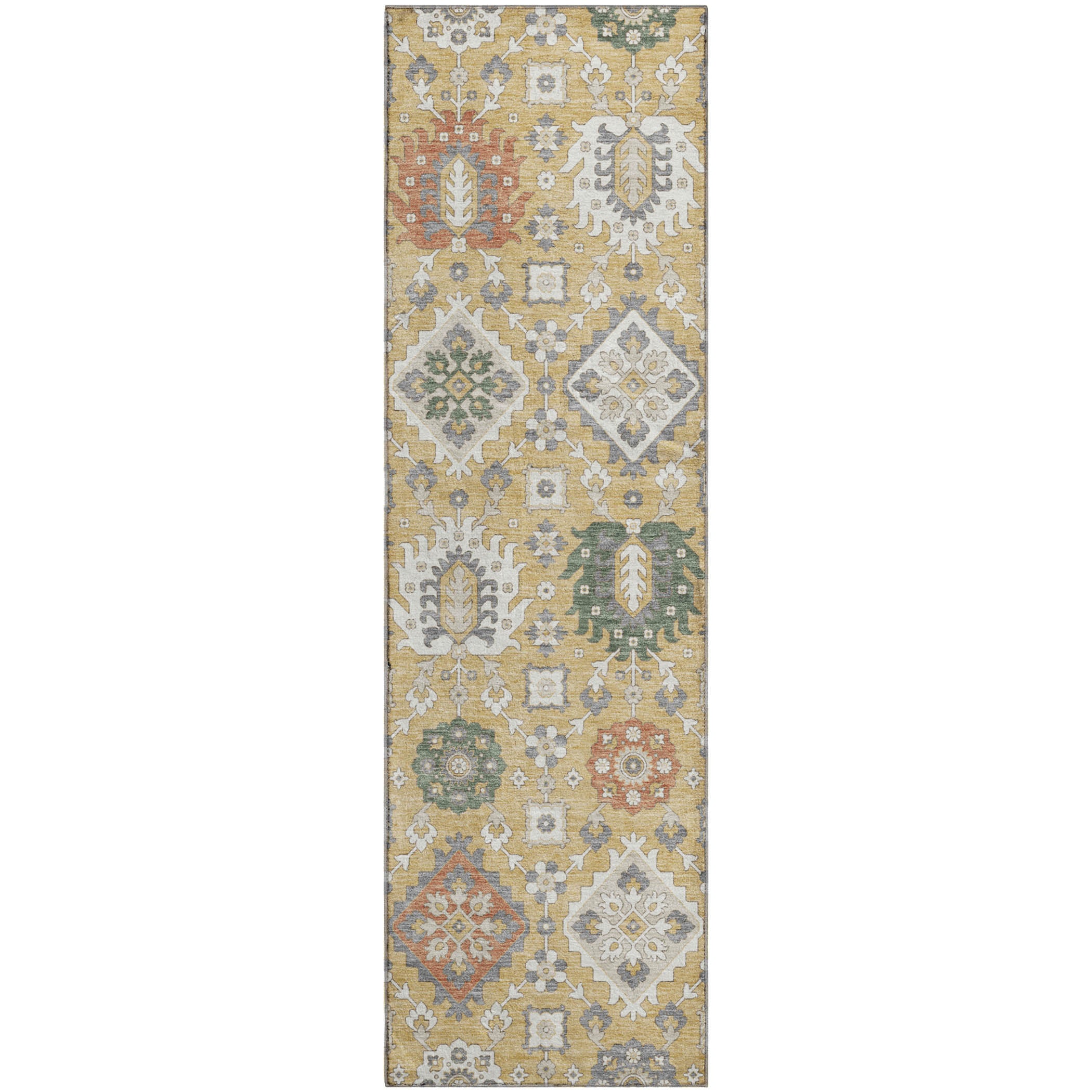 Bern Machine Washable Transitional Gold Rug 2'3" x 7'6" #shape_Runner