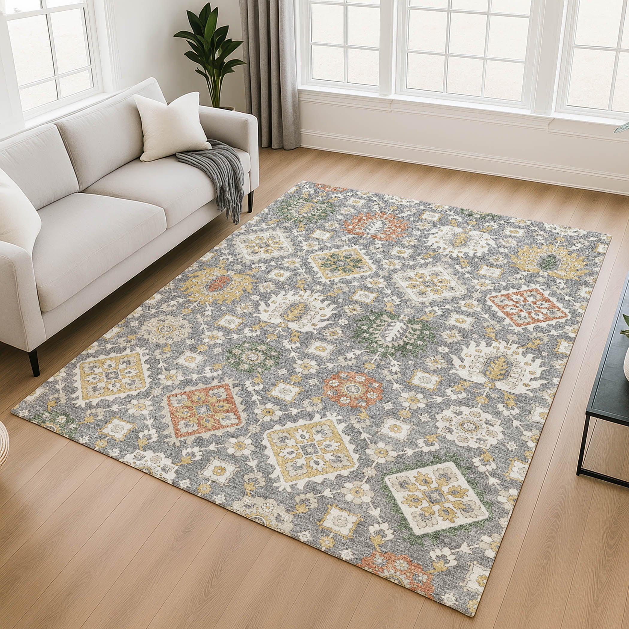 Bern Machine Washable Transitional Gray Rug 2'6" x 3'10" #shape_Rectangle