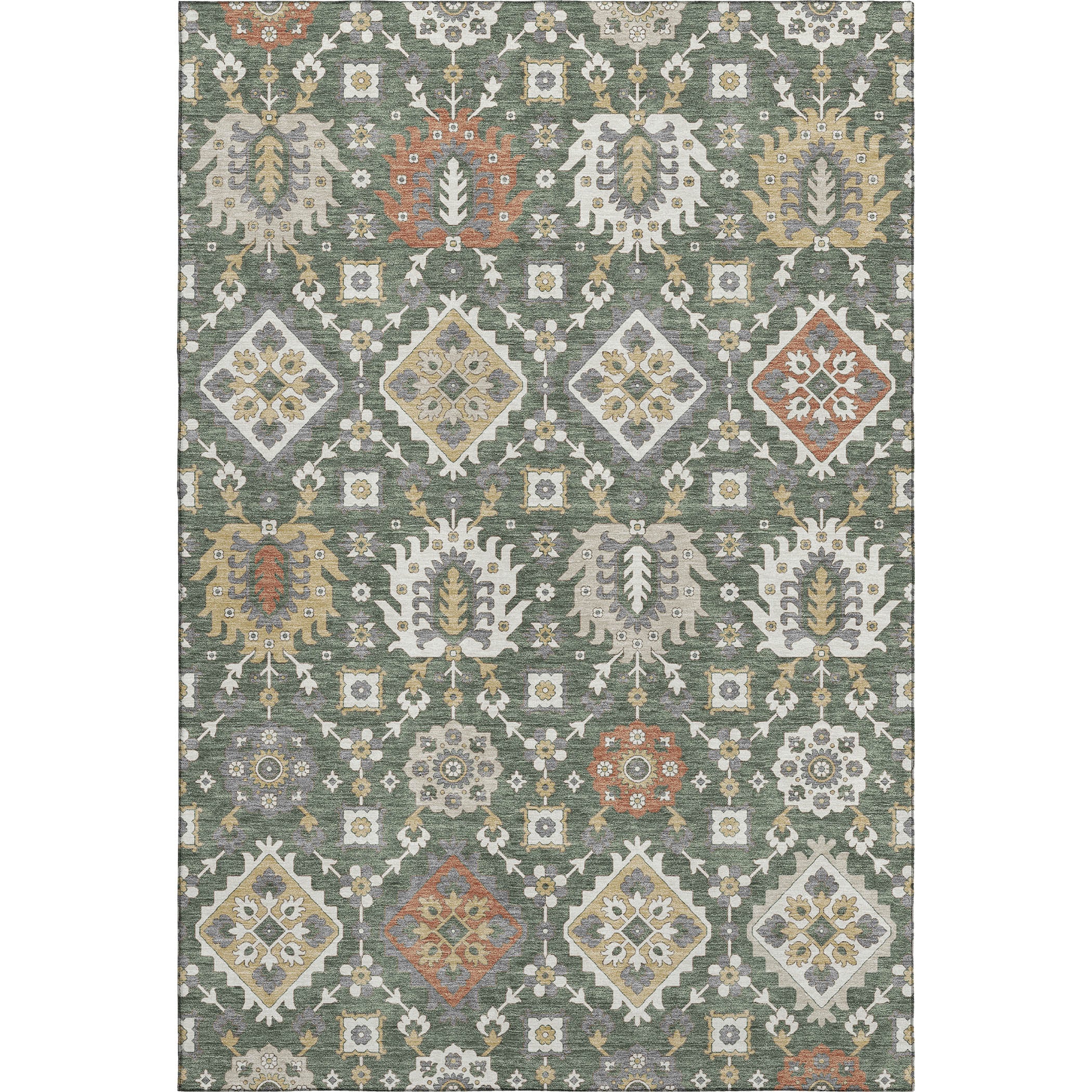 Bern Machine Washable Transitional Green Rug 2'6" x 3'10" #shape_Rectangle
