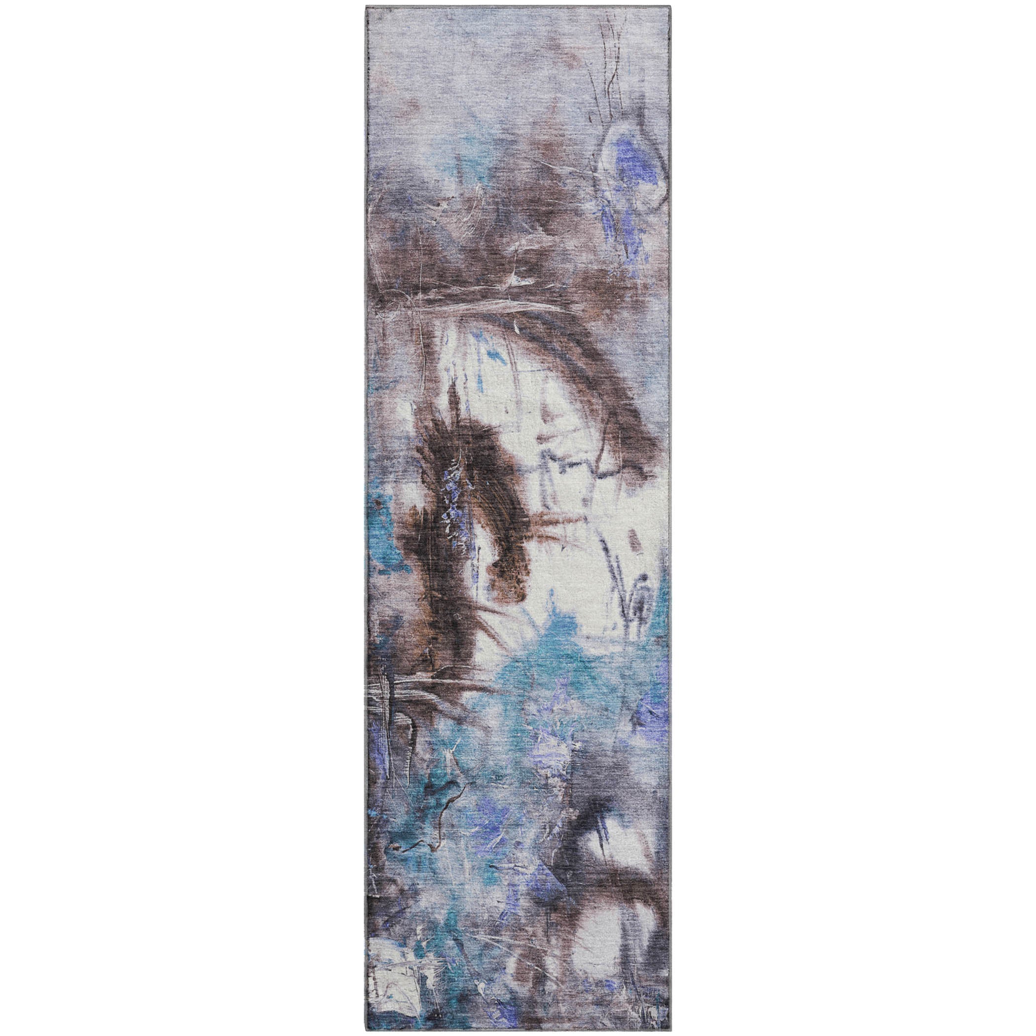 Antigua Machine Washable Transitional Lavender Purple Rug 2'3" x 7'6" #shape_Runner