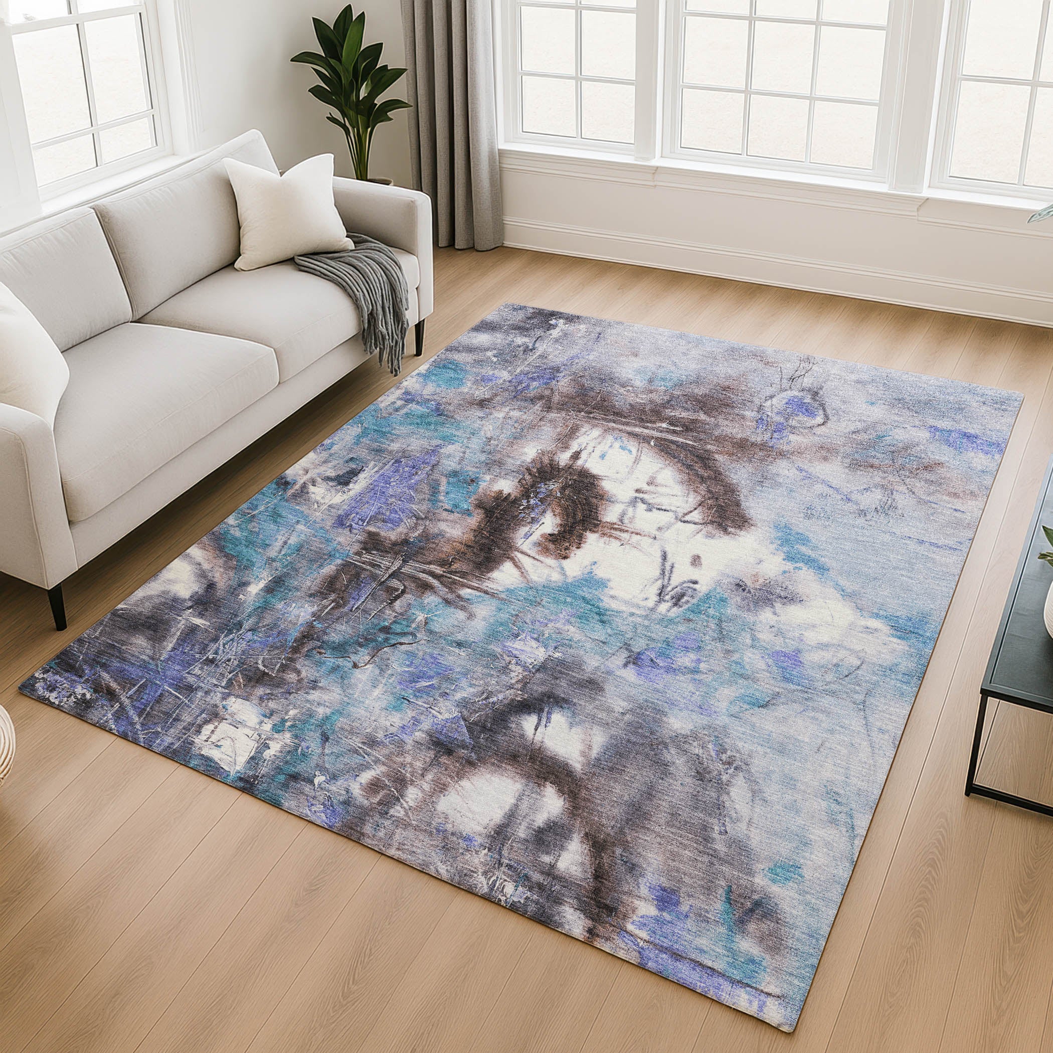 Antigua Machine Washable Transitional Lavender Purple Rug 2'6" x 3'10" #shape_Rectangle